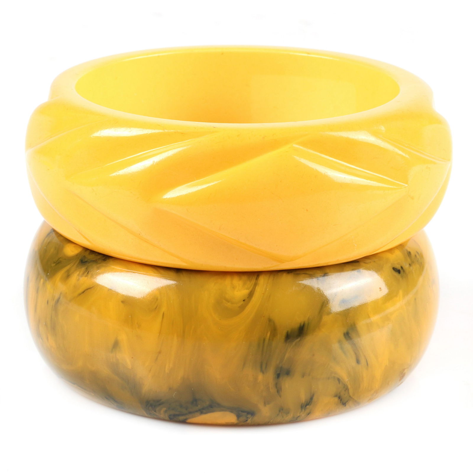 2 Vintage Bakelite 2pc. chunky bangle bracelets. 2 1/2" (1 of 3)