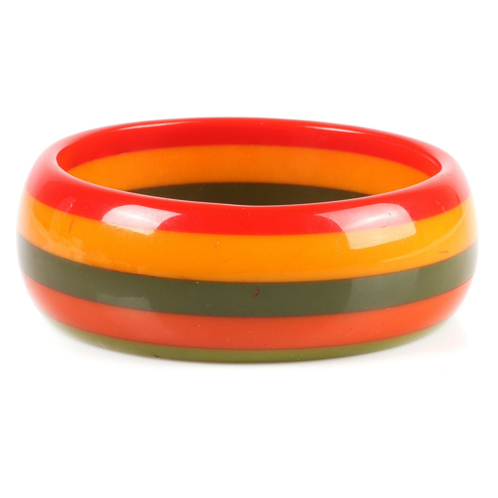 Vintage Bakelite 5 color stripe laminated bangle (1 of 2)