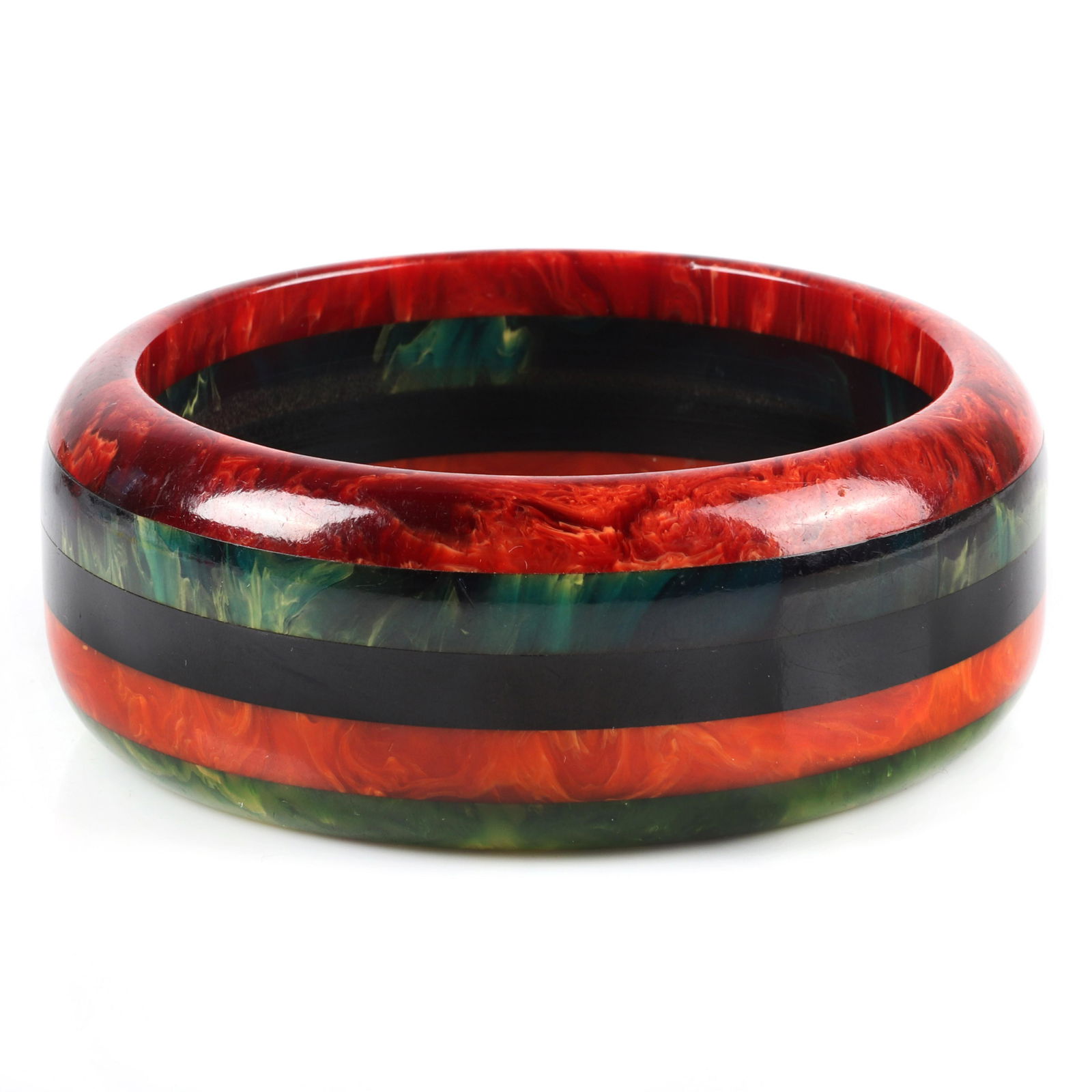 Bakelite laminated 5 color layer marble swirl chunky (1 of 3)