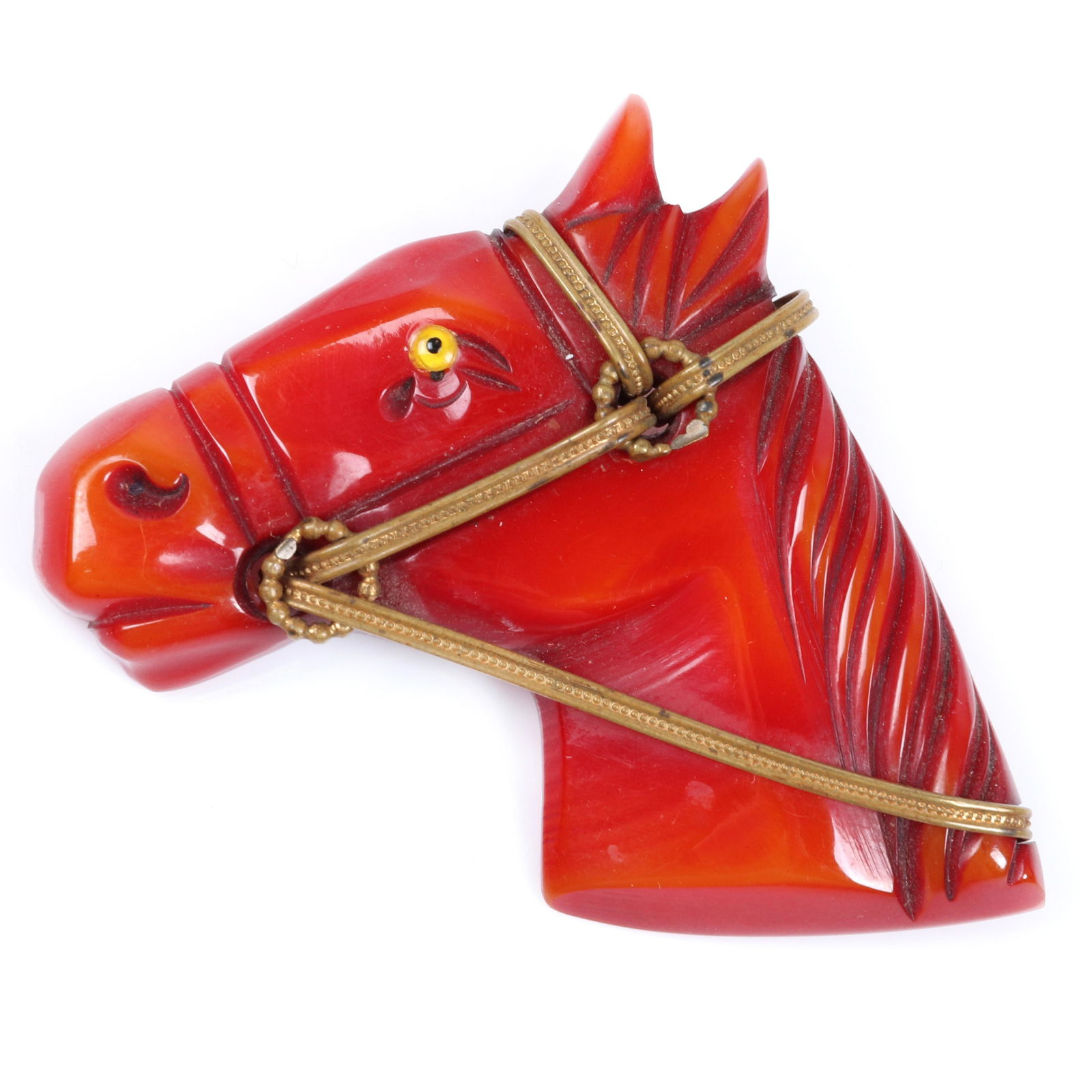 Vintage Bakelite carved horse head pin brooch with (1 of 4)