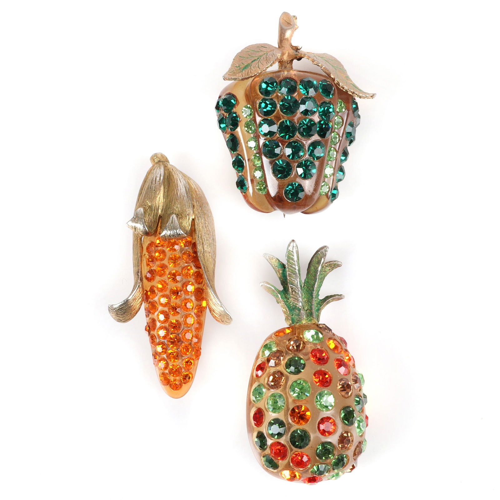 Forbidden Fruit 3pc. figural rhinestone studded jeweled (1 of 4)