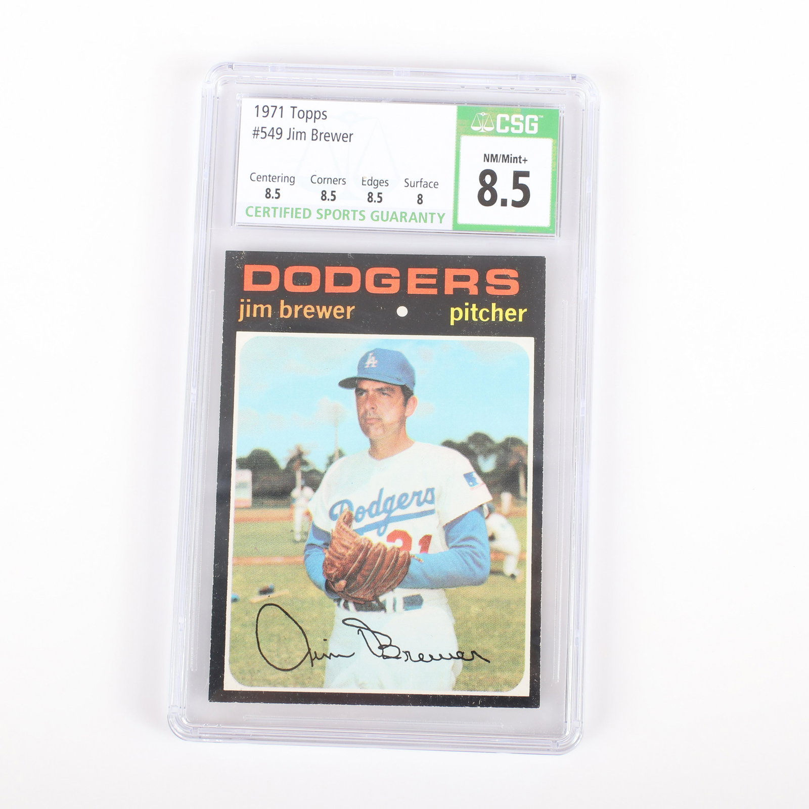 1971 Topps Jim Brewer Baseball Card #549, CSG NM/Mint+ (1 of 2)