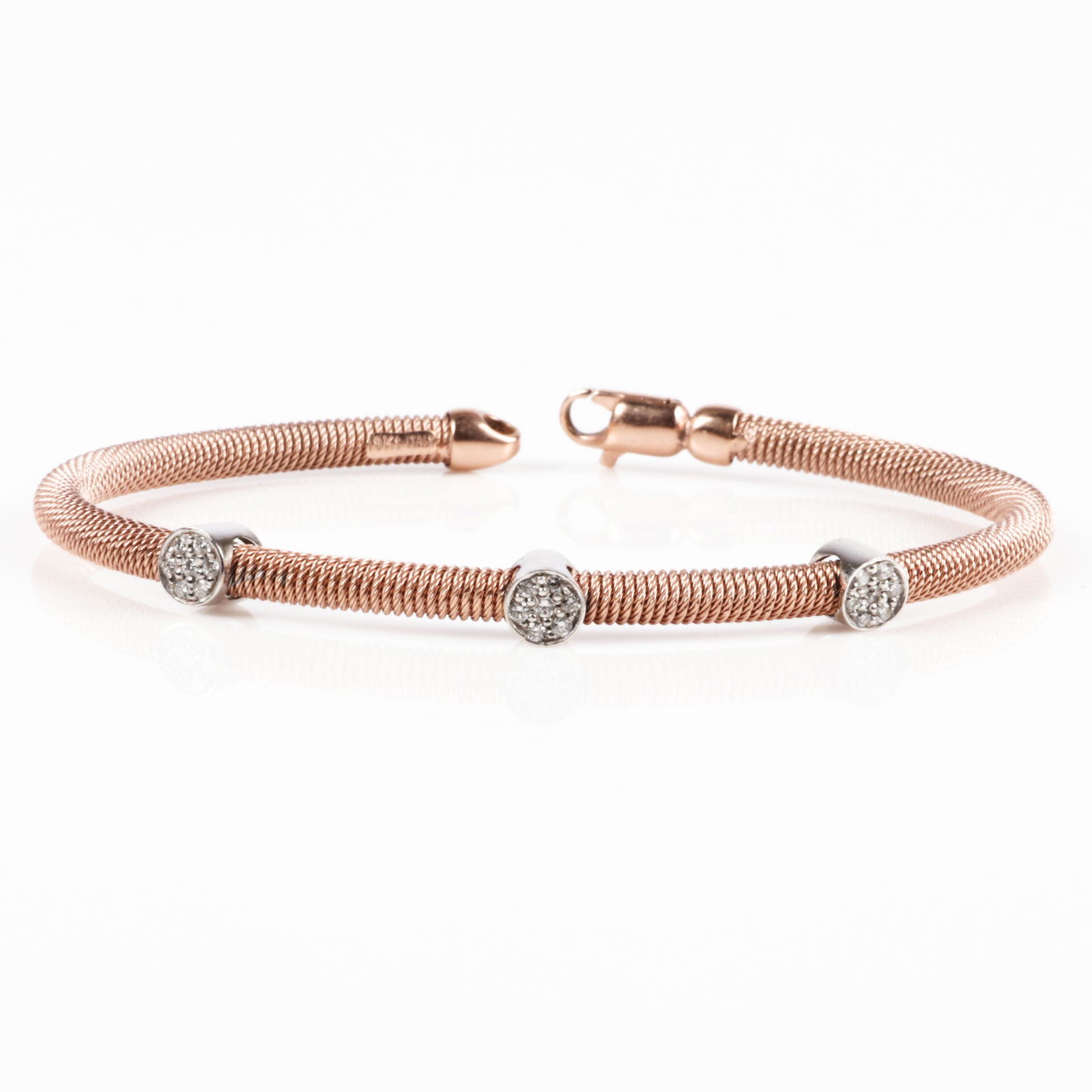 Italy Designer 18K rose gold and diamond station 7.0dwt (1 of 3)