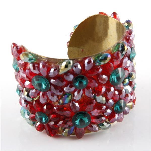 Vintage French designer red and green faceted crystal (1 of 3)