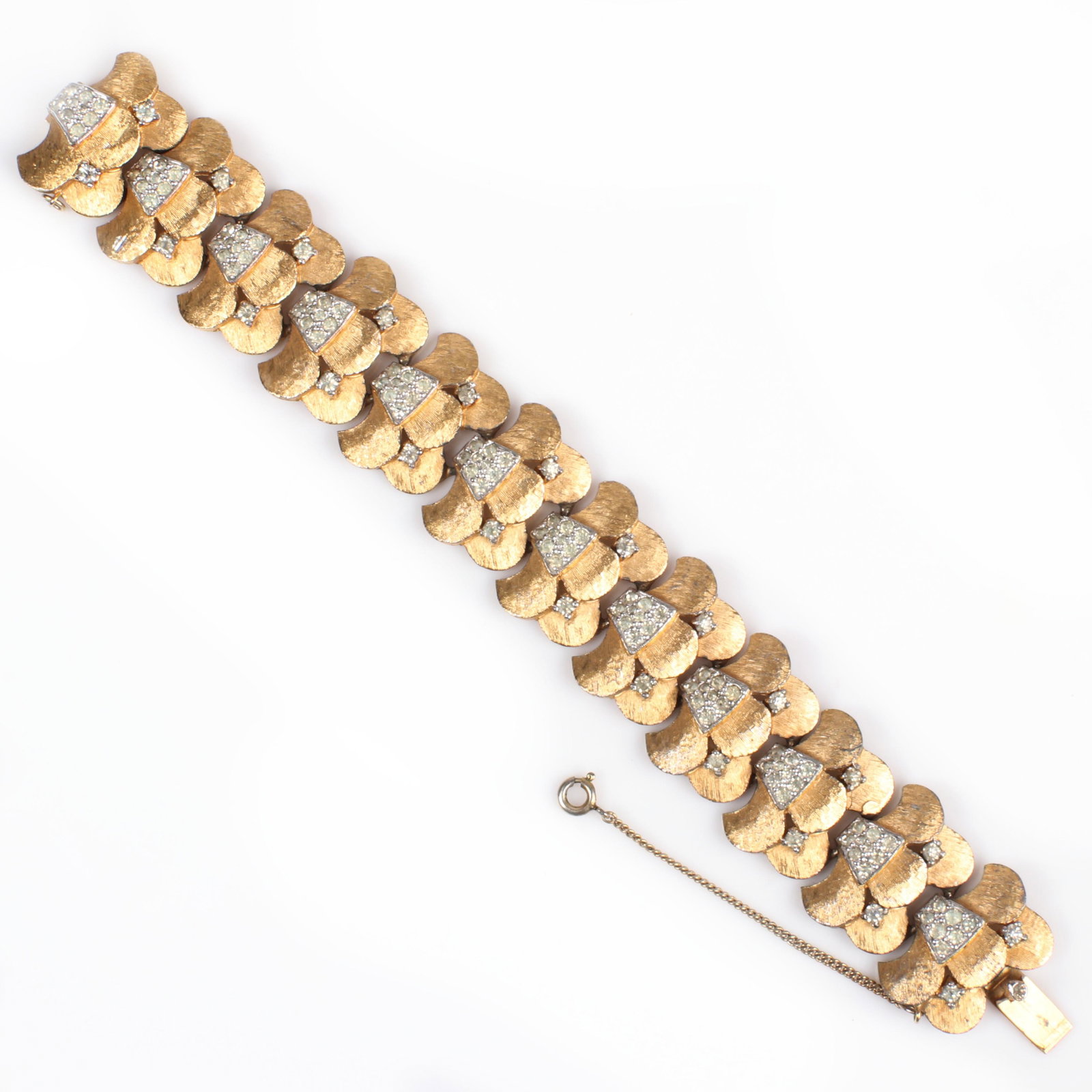 Joseph Mazer retro textured gold tone link bracelet (1 of 4)