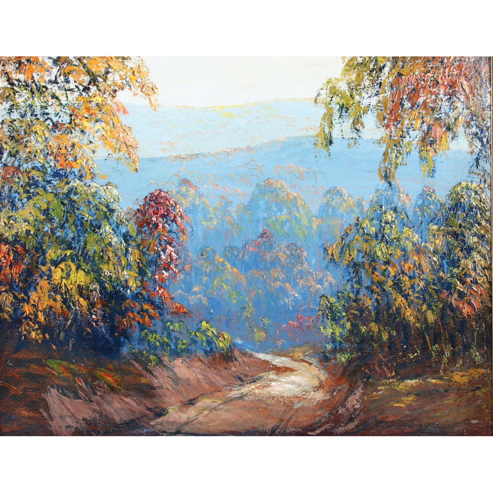 John Wesley Hardrick, Indiana (1891 - 1968), Autumn: John Wesley Hardrick Indiana (1891 - 1968) Autumn Landscape, Brown County Hills oil on board Unsigned. Highly important African-American painter from Indianapolis. Hardrick studied at the John Herron