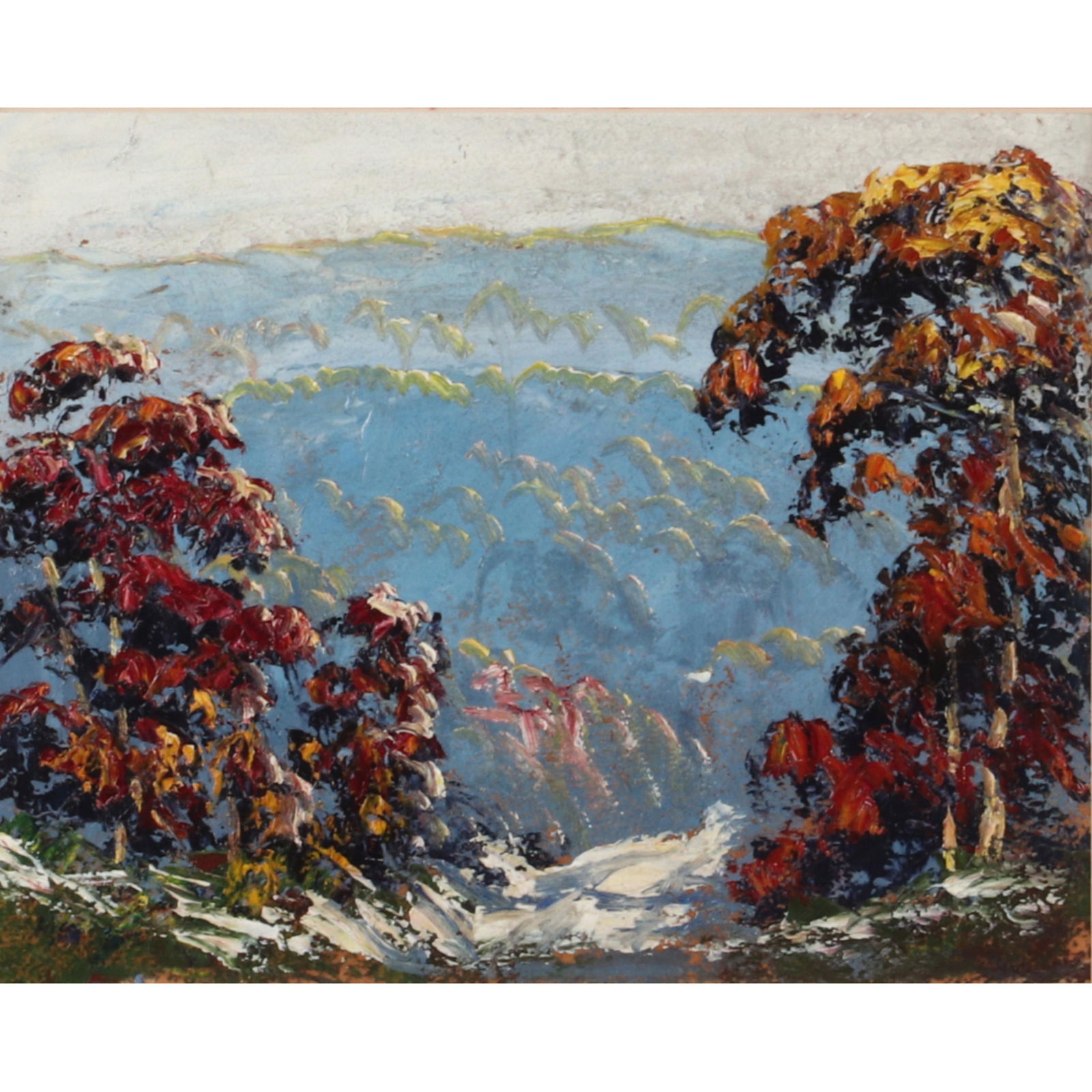 John Wesley Hardrick, Indiana (1891-1968), Autumn: John Wesley Hardrick Indiana (1891-1968) Autumn Landscape, Brown County Hills oil on board No visible signature as framed. Highly important African-American painter from Indianapolis. Hardrick studied