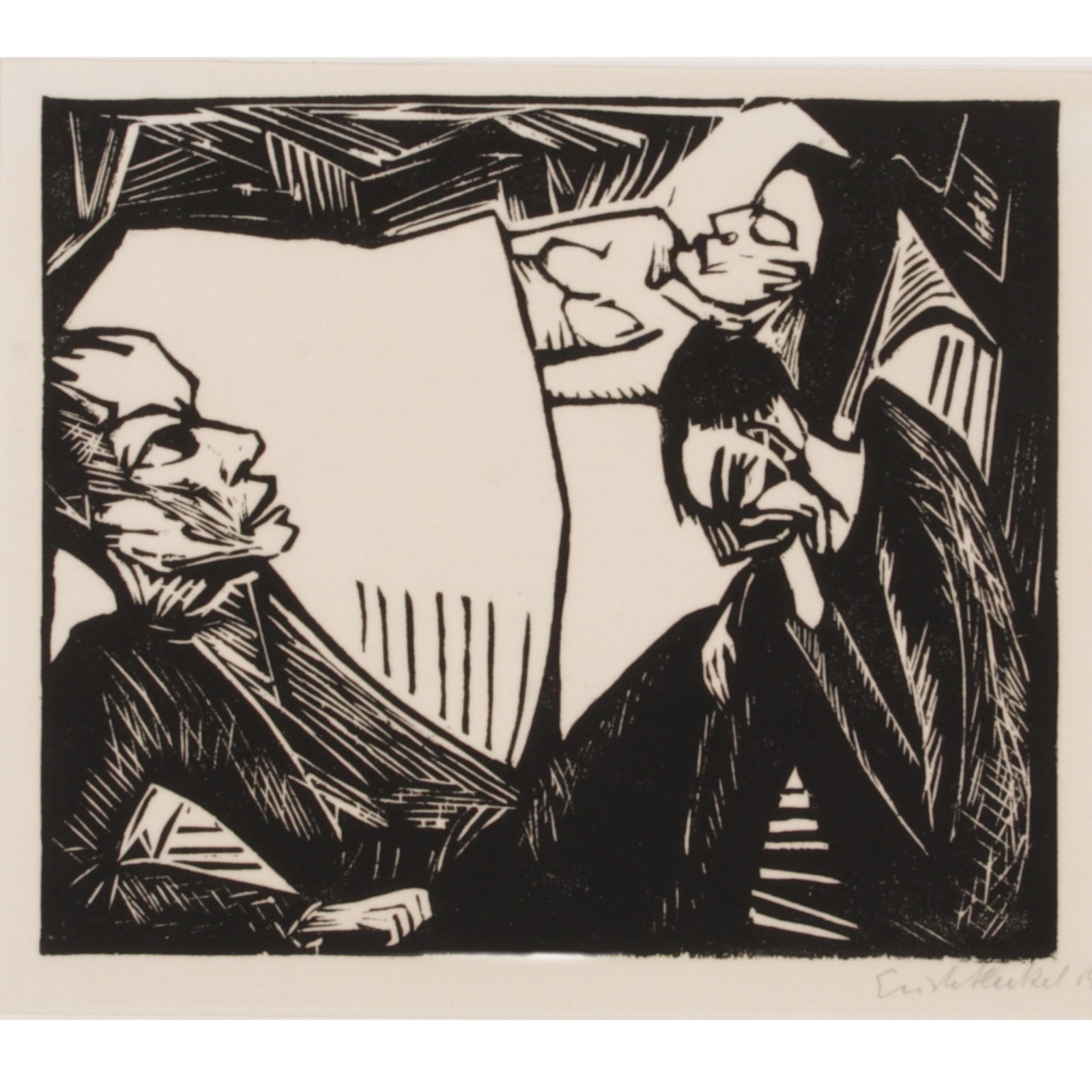 Erich Heckel, German (1883-1970), Die Tote, 1919,: Erich Heckel German (1883-1970) Die Tote, 1919 woodcut pencil signed and dated. Provenance: From a private collector, Indianapolis. Published in: Die Schaffenden, 2nd year, 2nd portfolio (with the bli