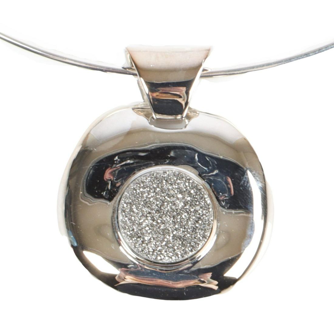 Robert Lee Morris RLM designer sterling silver druzy: Robert Lee Morris RLM designer sterling silver druzy pendant wire choker necklace, Robert Lee Morris RLM designer sterling silver and silver druzy pendant on wire choker necklace, marked 925 ROBERT LE