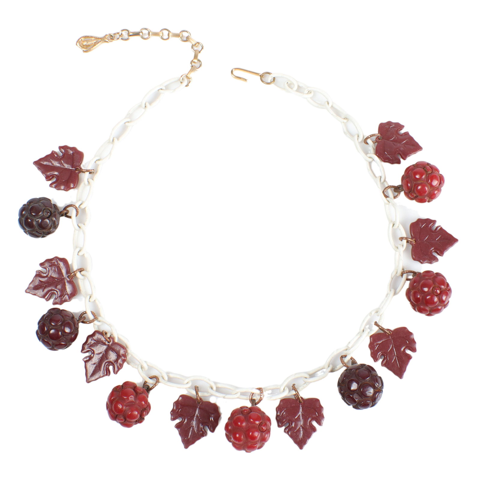 Necklace with Bakelite black berries, raspberries and (1 of 3)