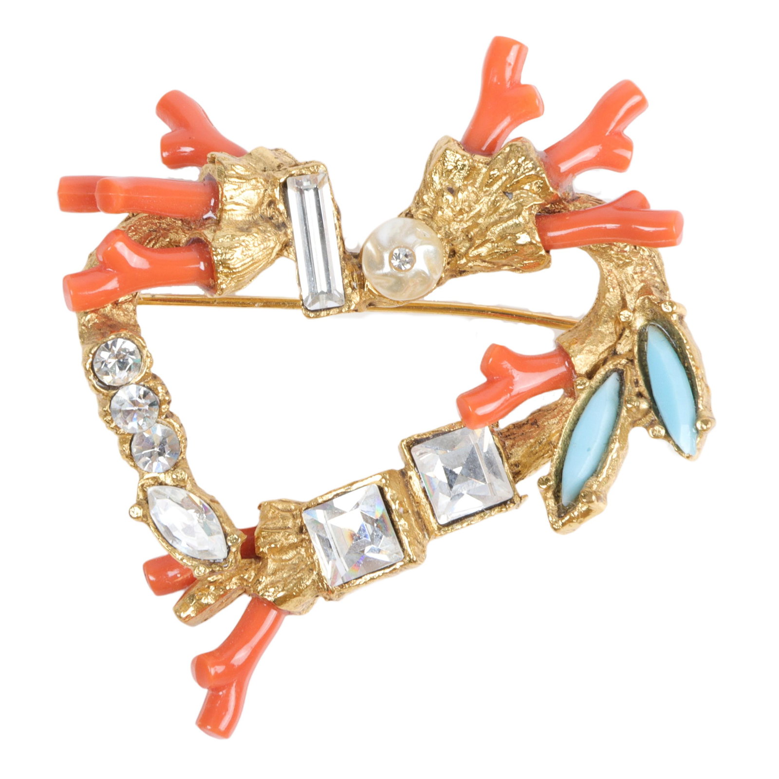 Christian Lacroix abstract textured gold tone heart pin (1 of 3)