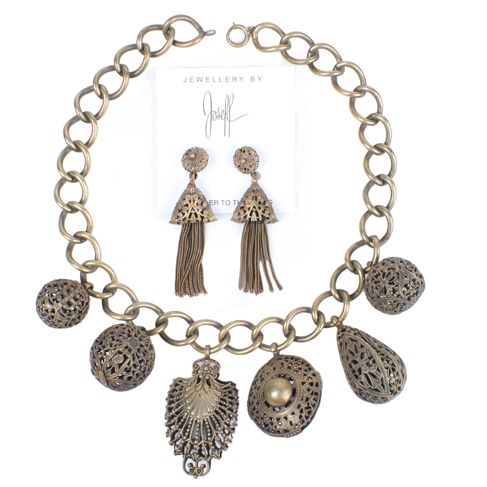 Joseff of Hollywood 2pc: necklace with filigree charm (1 of 6)