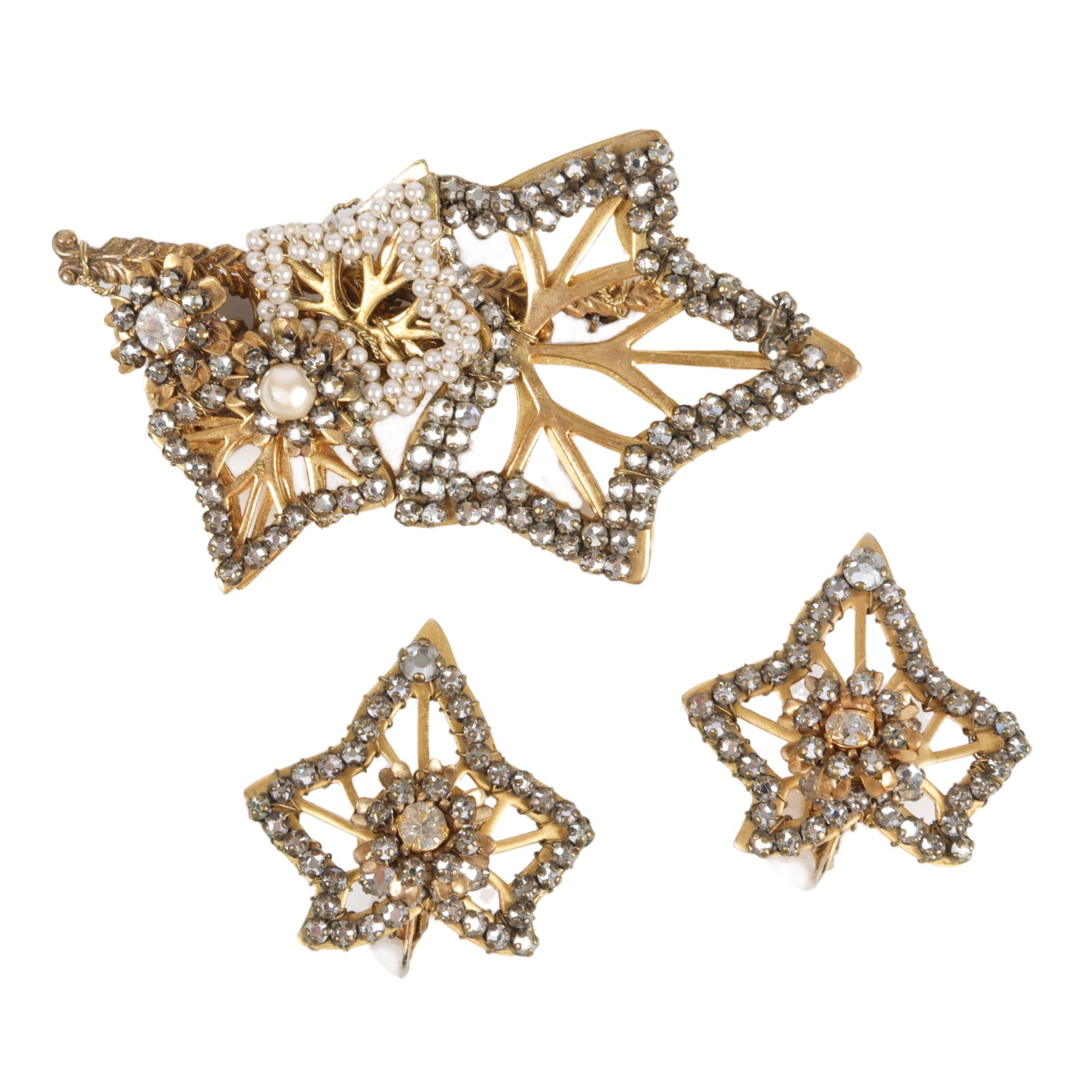 Miriam Haskell gold tone openwork jewel encrusted (1 of 4)
