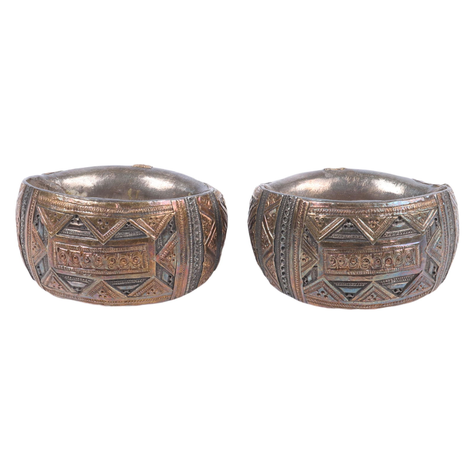 Vintage Pair of Bedouin mixed metal overlay tribal (1 of 6)