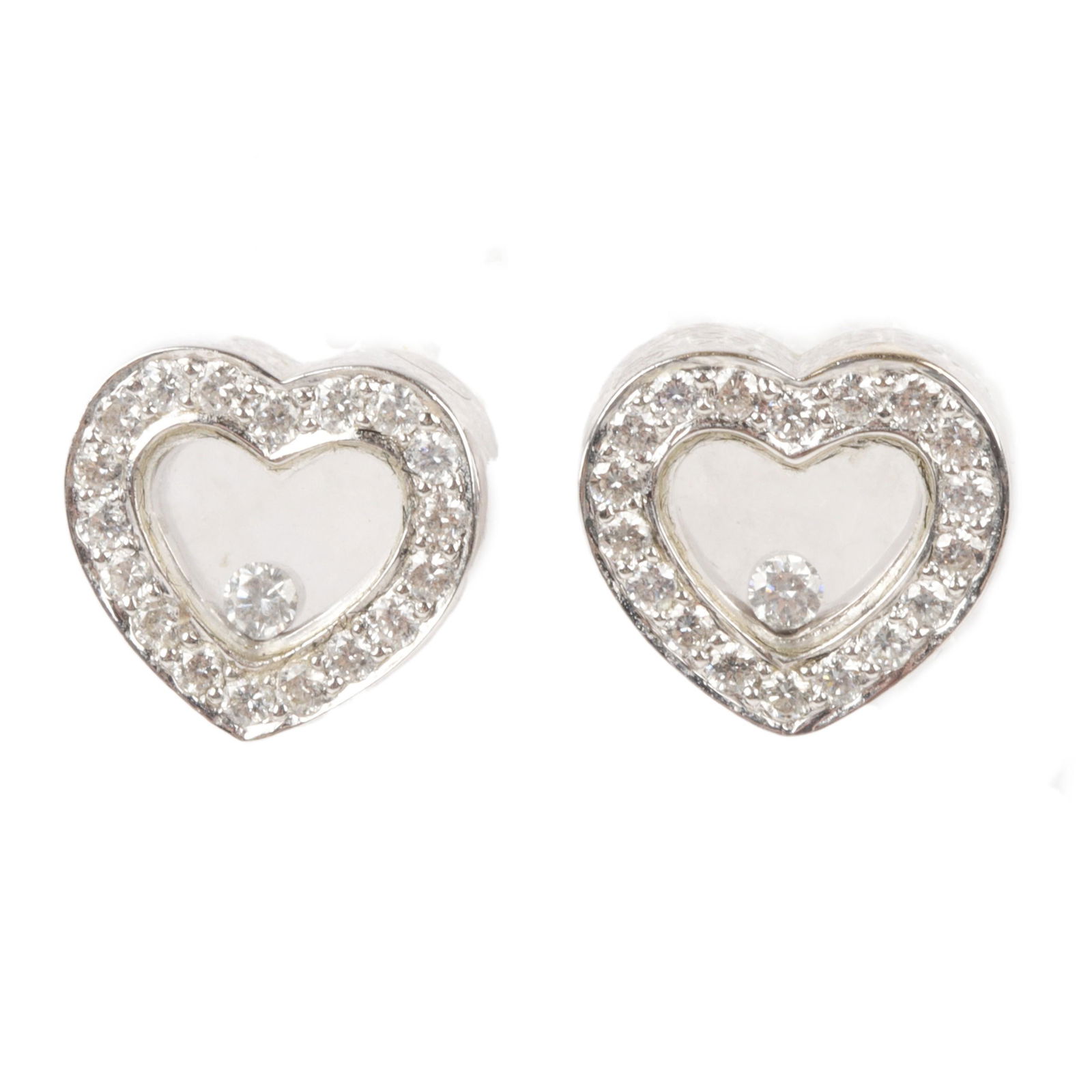White Gold 750 18K diamond heart earrings with floating (1 of 4)