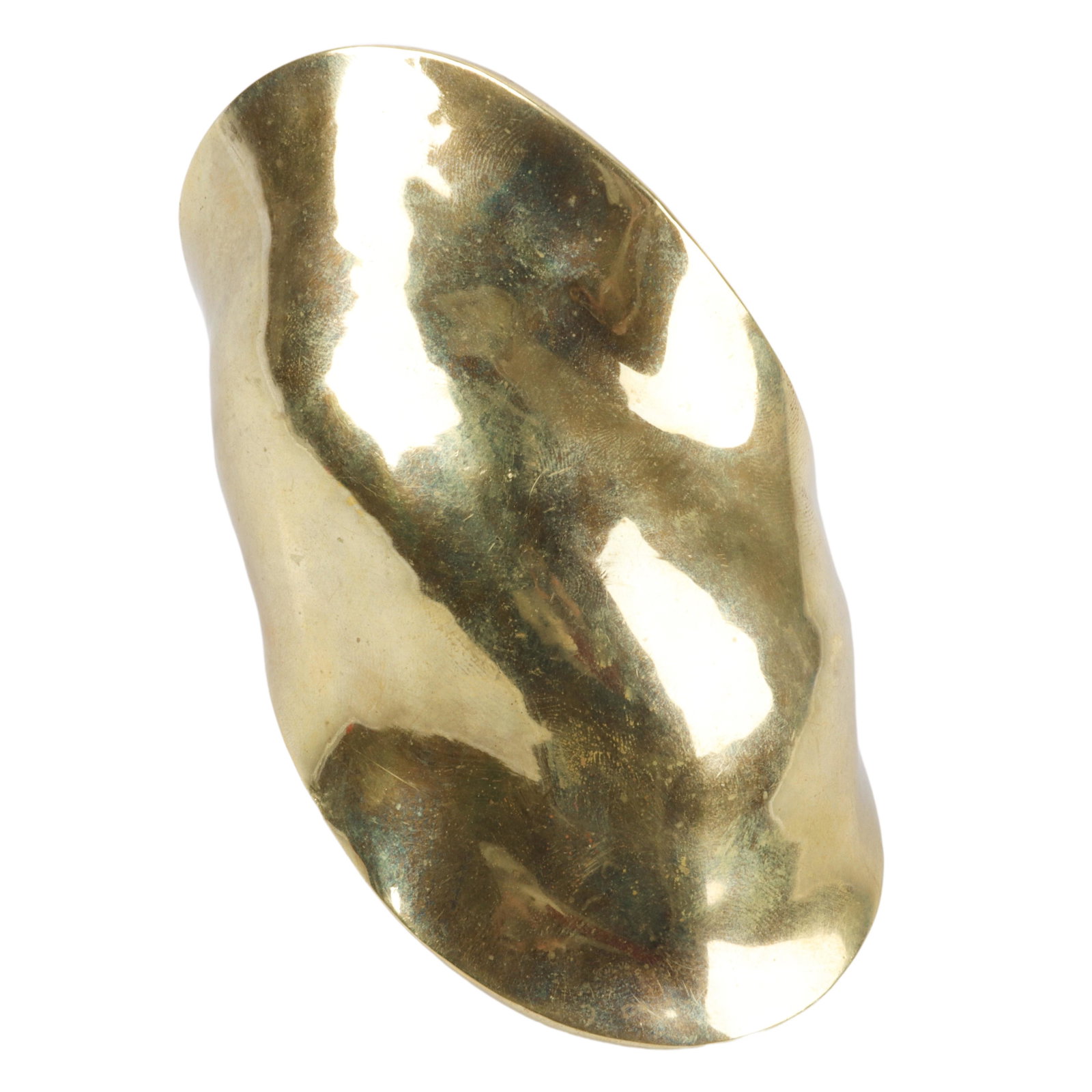 RLM Robert Lee Morris large asymmetrical wave brass: RLM Robert Lee Morris large asymmetrical wave brass cuff, ca. 1970. 2 1/2"inner width, 5"W