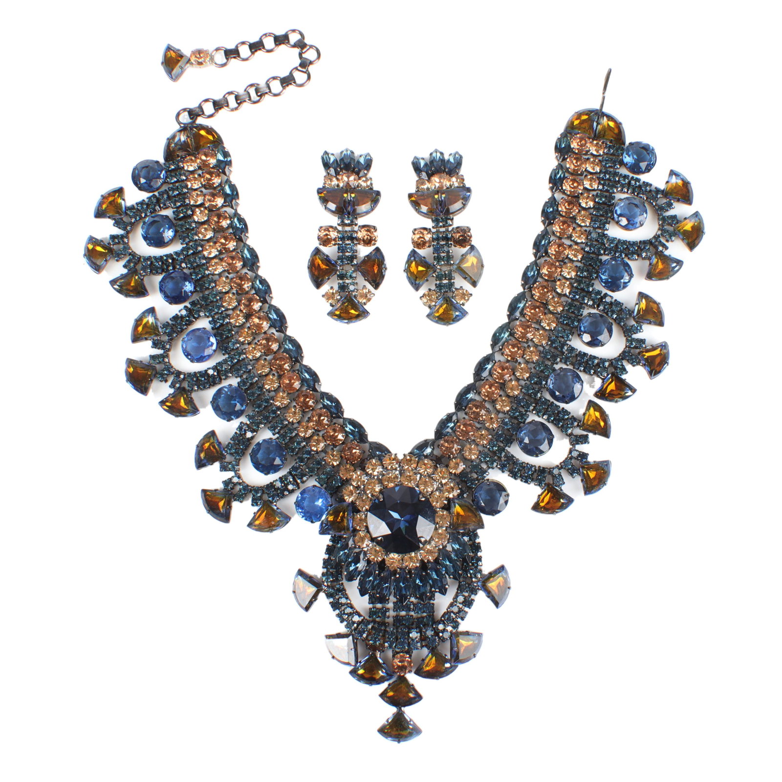 Alan Anderson amber & sapphire crystal collar with a (1 of 8)