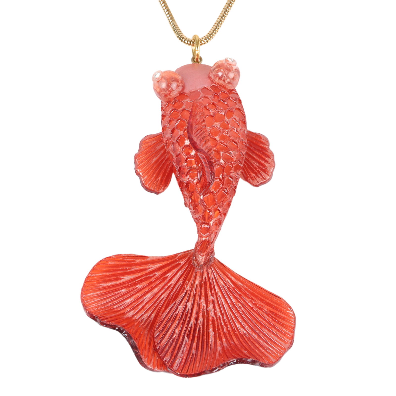 Cilea Paris LARGE carved red resin whimsical goldfish (1 of 3)