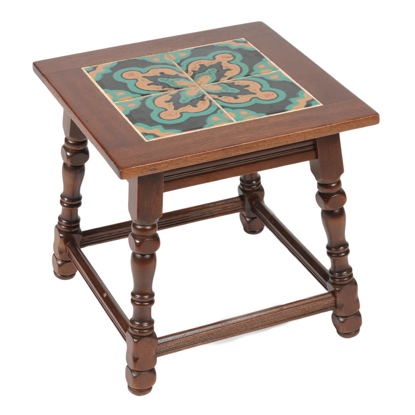 Vintage Talavera tile inlaid Mission side table with (1 of 5)