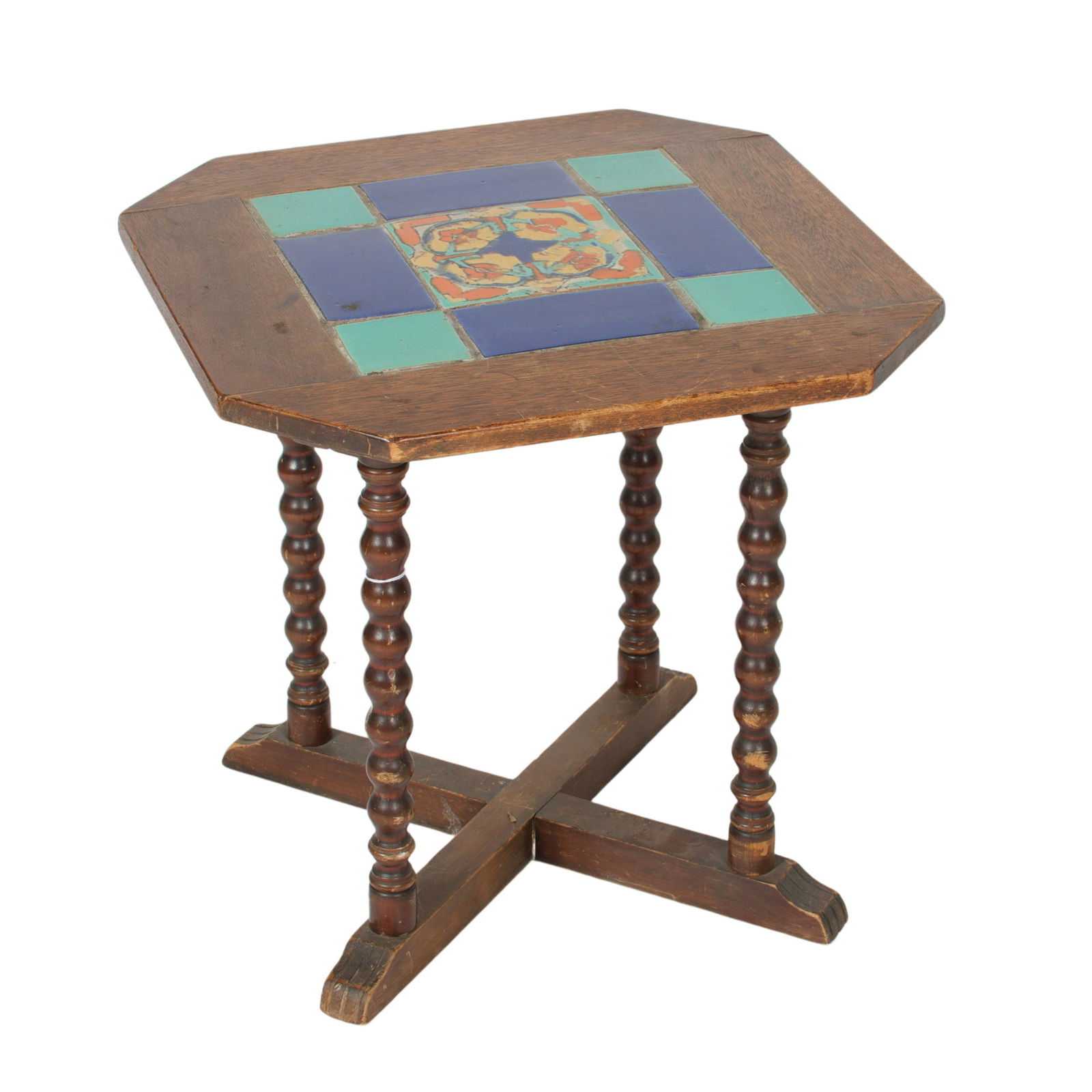 California Mission style oak side table with inset (1 of 6)