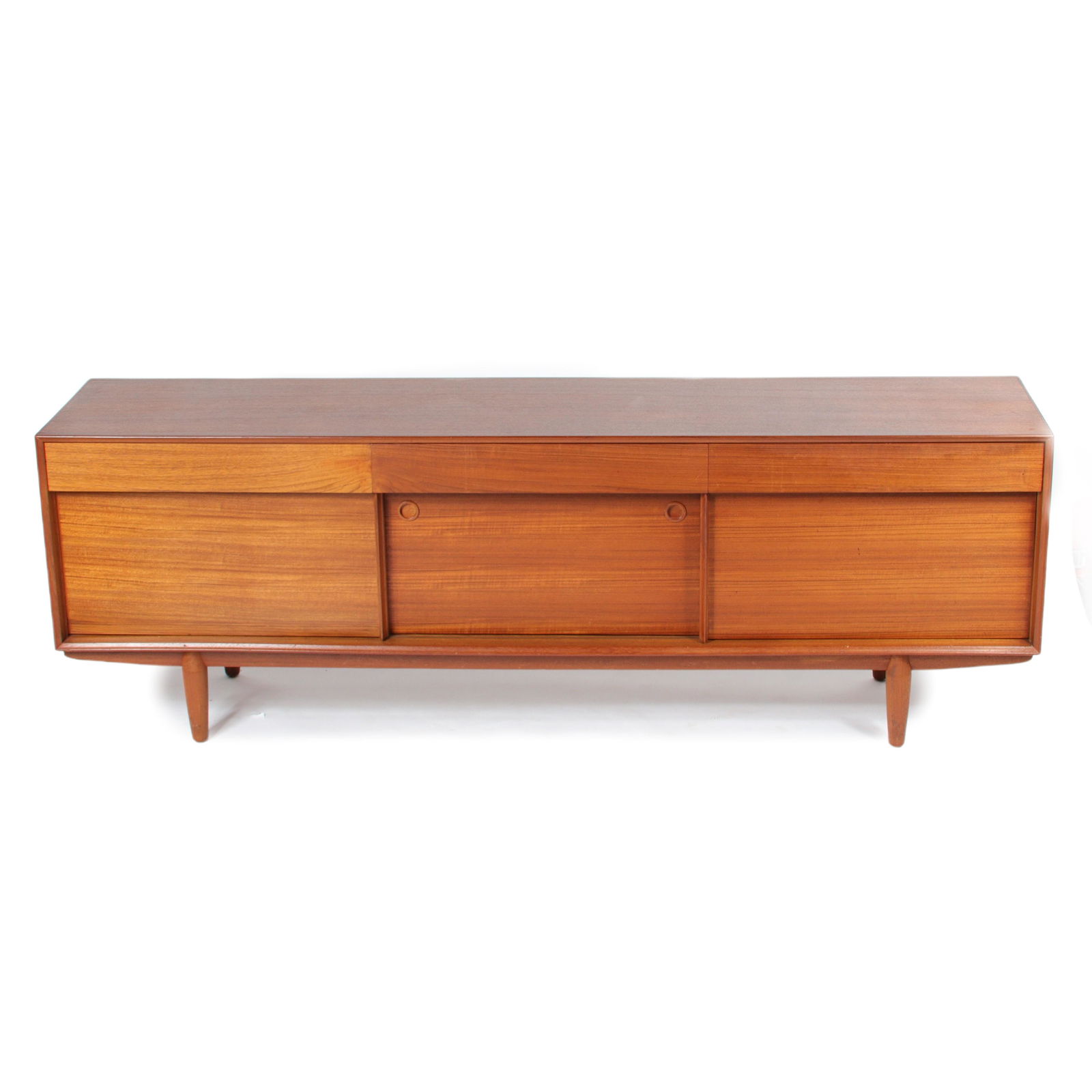 MCM Danish wood sideboard credenza with three drawers (1 of 7)