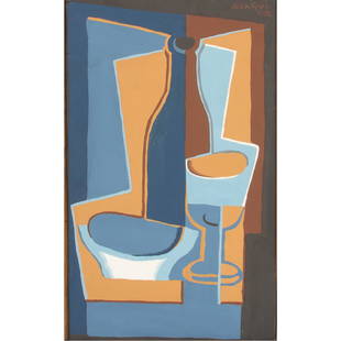 After Juan Gris, "La Bouteille", 1922, cubist still: After Juan Gris "La Bouteille", 1922 cubist still life screen print Jean Fautrier after Juan Gris. From the retrospective at the Musee d'Art Moderne, Paris 1964. Provenance: Galerie Aeply, Chantenay,