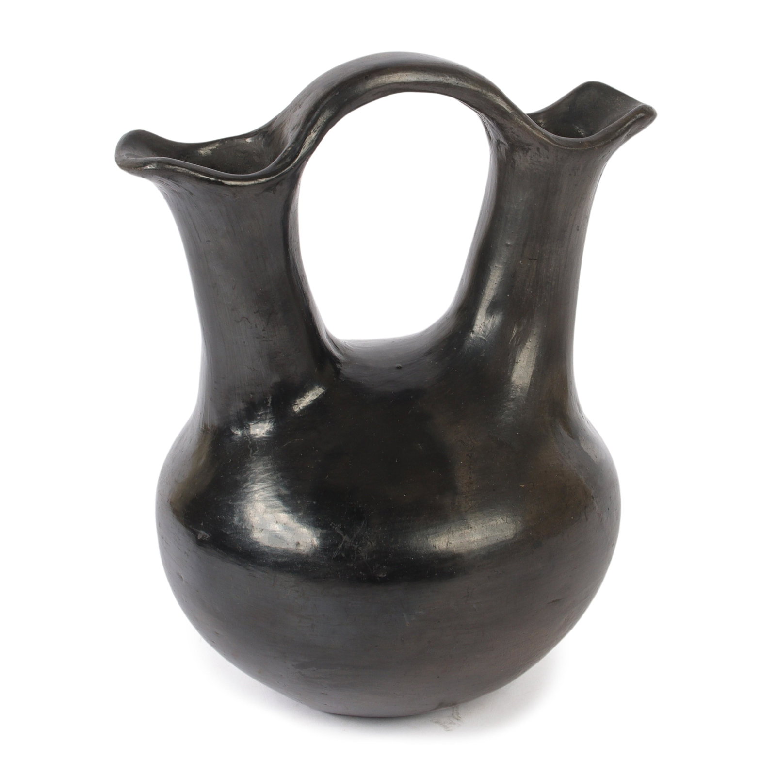 Santa Clara Blackware Native American Indian Wedding Jar, early 20th century 10 1/2"H x 8 1/2"W x (1 of 7)