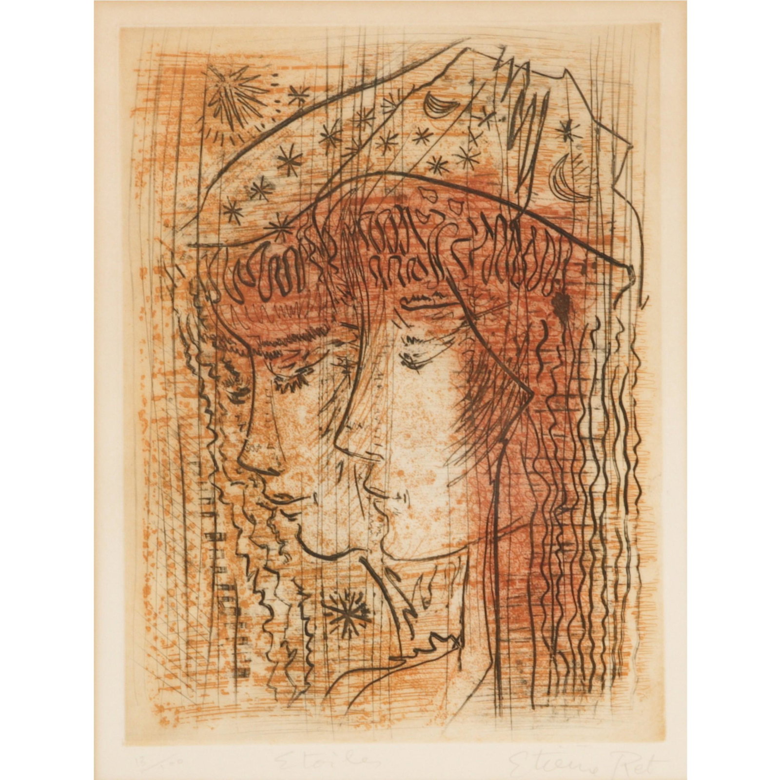 Etienne Ret, French (1900-1996), Etoiles, etching, 15 1/2"H x 12"W (image), 23 1/2"H x 19 1/2"W (1 of 7)