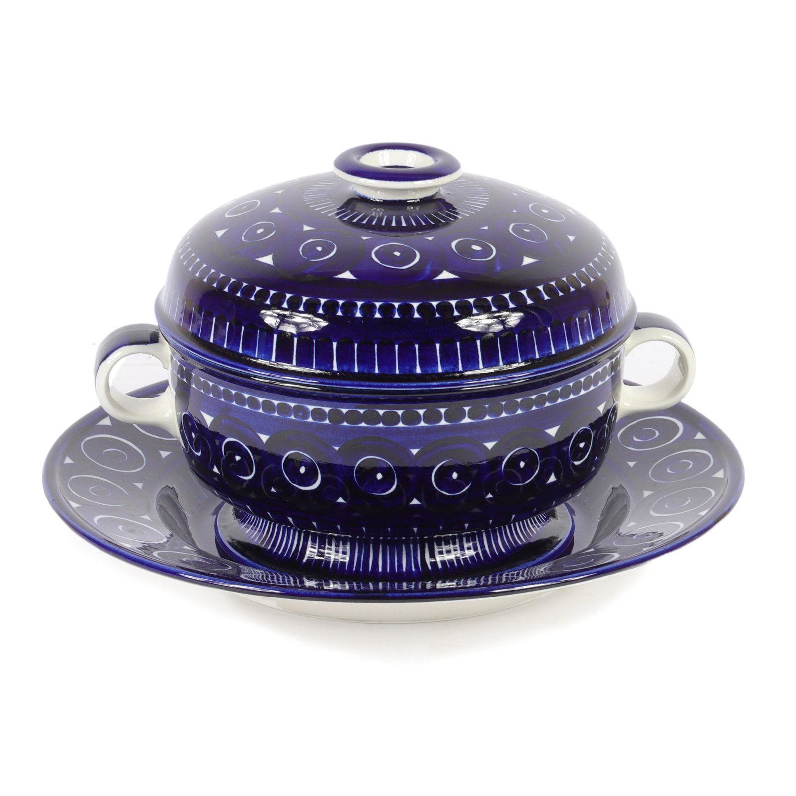 Arabia Finland 'Valencia' ceramic serving dishes, Scandinavian mid century modern 2"H x 14"Diam. (1 of 7)