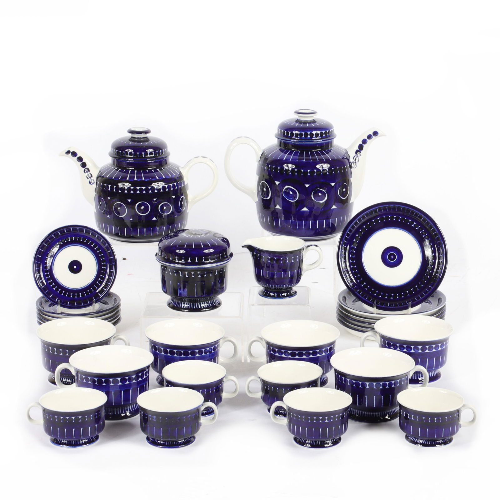 Arabia Finland 'Valencia' ceramic coffee / tea service, Scandinavian mid century modern 7 1/2"H x (1 of 9)