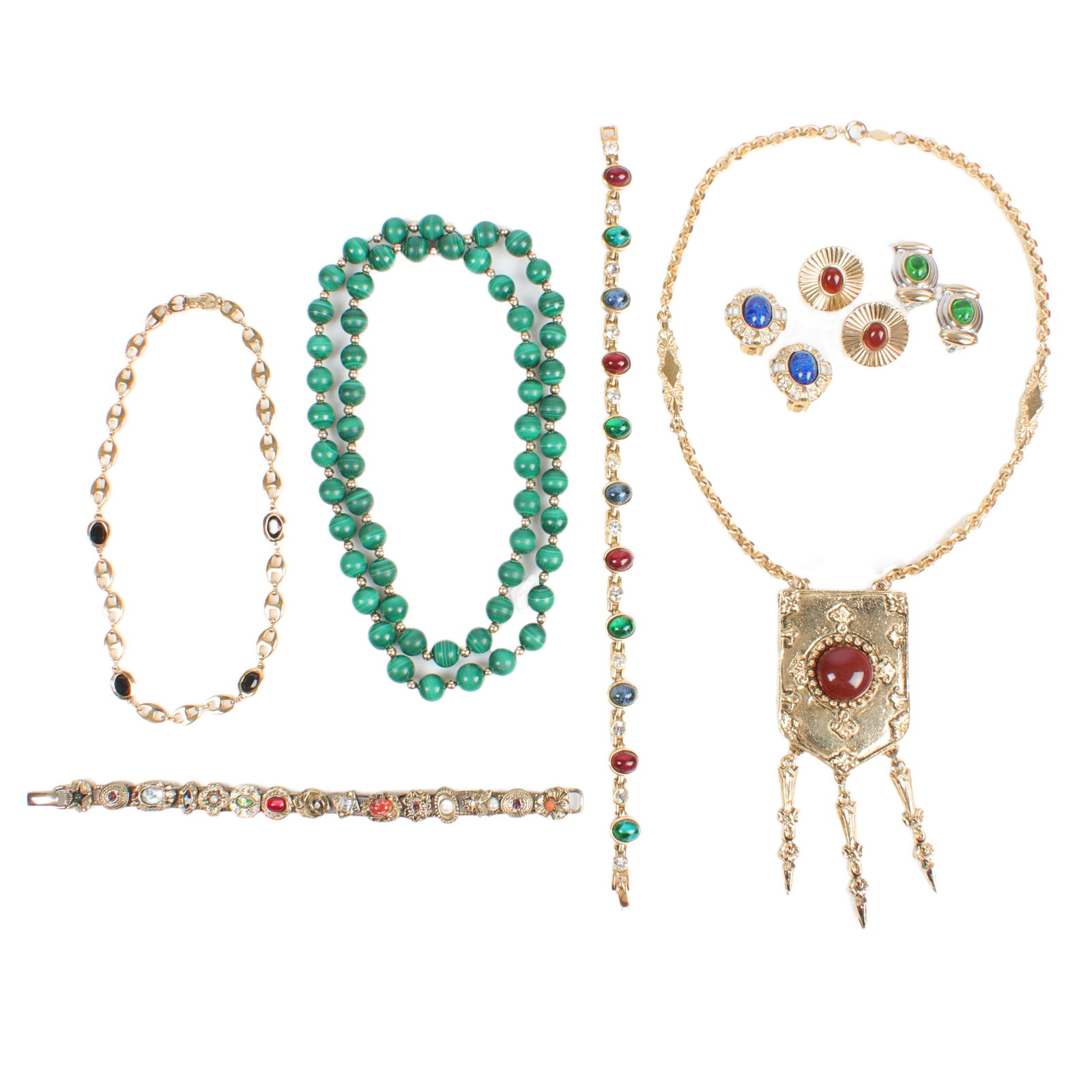 Multicolor gold tone 8pc designer couture jewelry group including Givenchy and Dior: 19 1/2"L (gold (1 of 9)