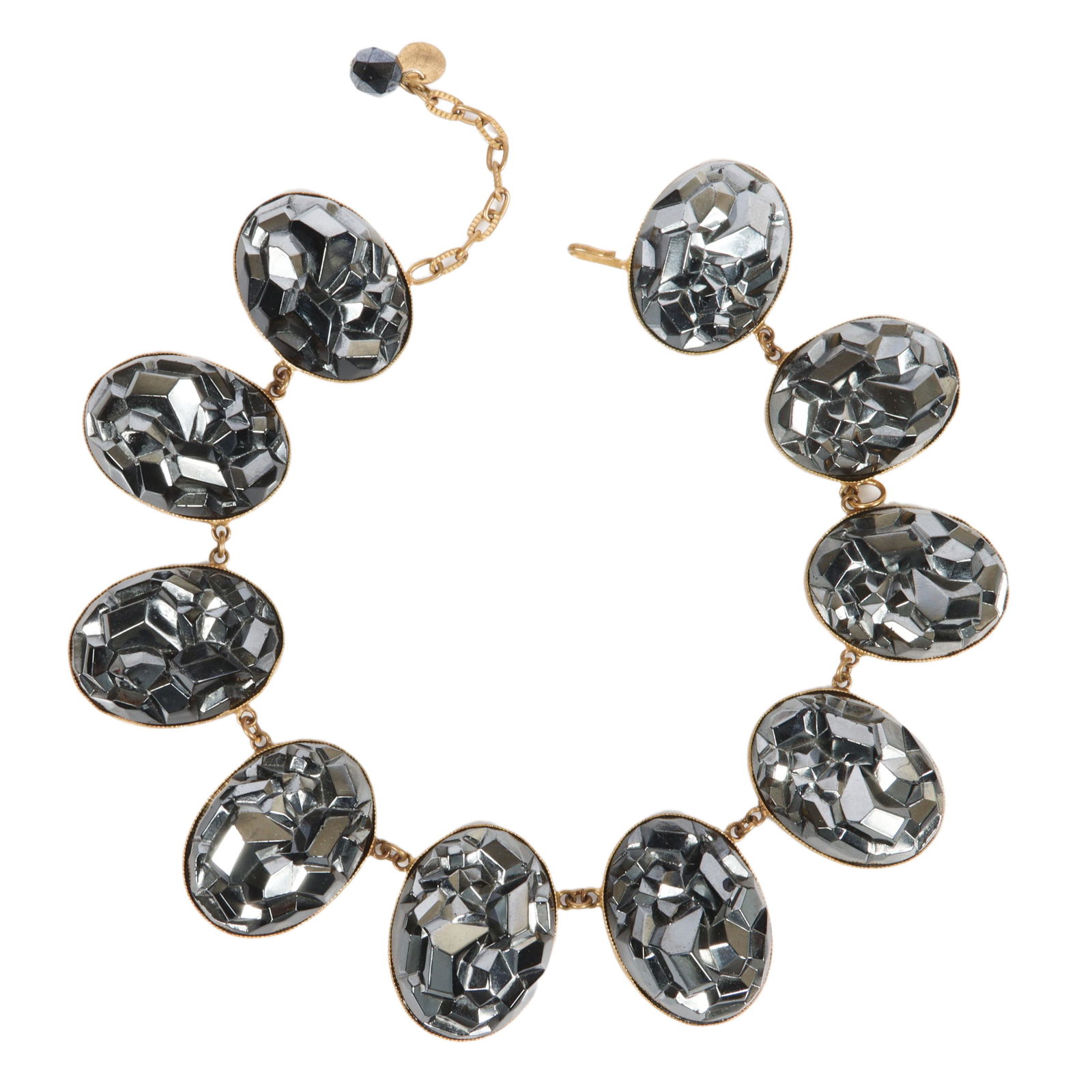 Yves Saint Laurent YSL designer couture gold tone collar runway medallion station necklace: (1 of 5)