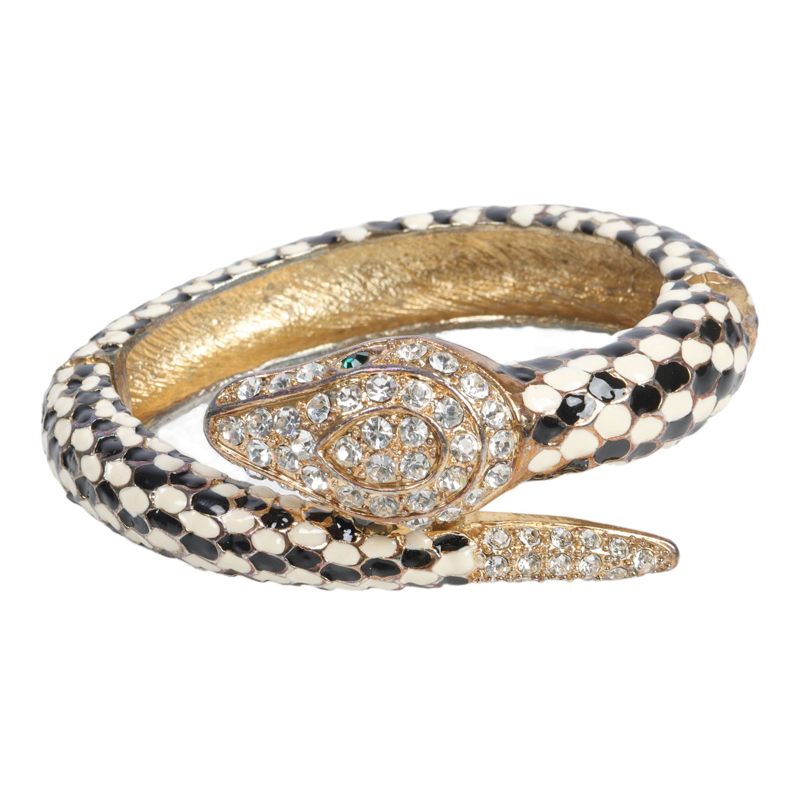 Ciner attr. snake crossover bracelet with pave head & tail and black with cream enamel scales. 2 (1 of 3)