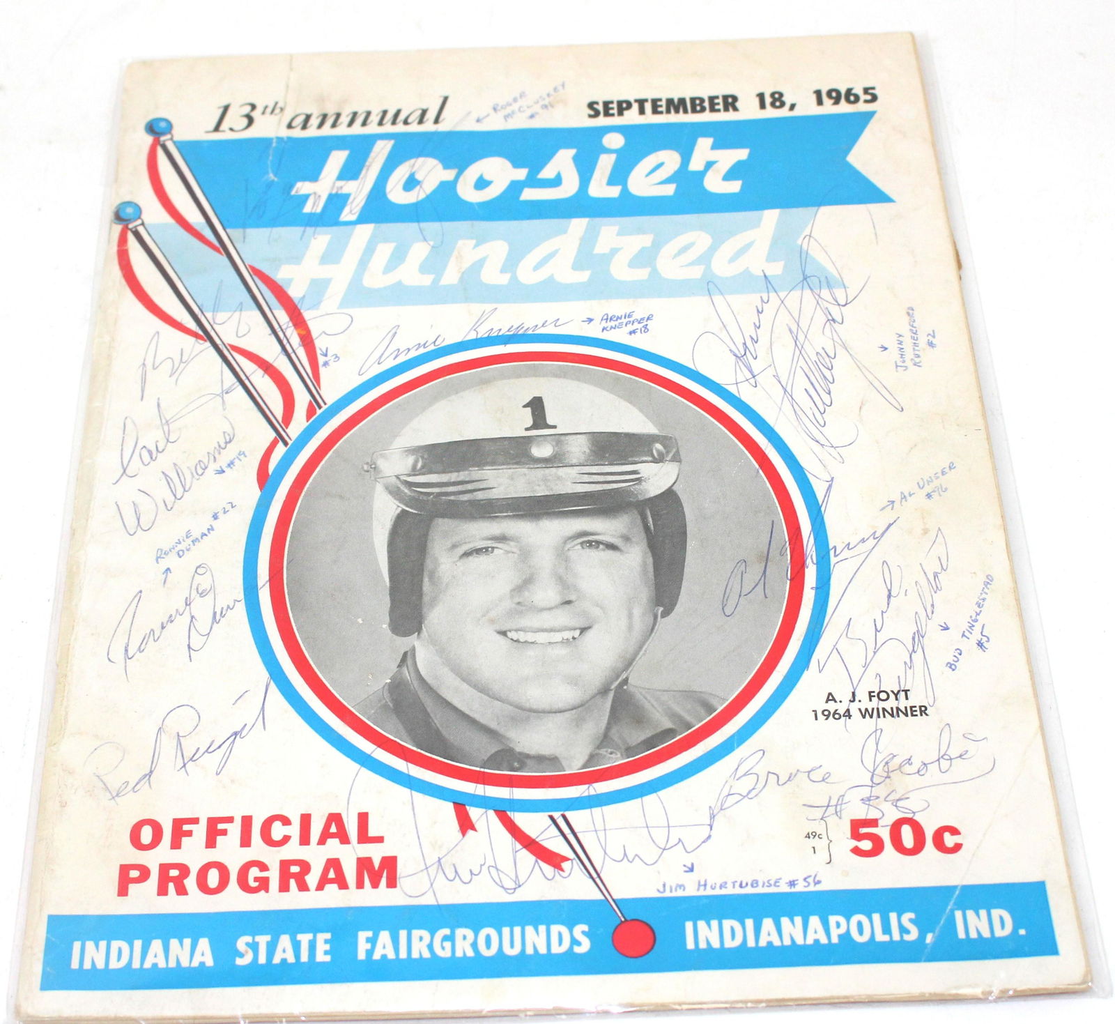Multi Signed 1965 Hoosier Hundred Racing Program (1 of 4)