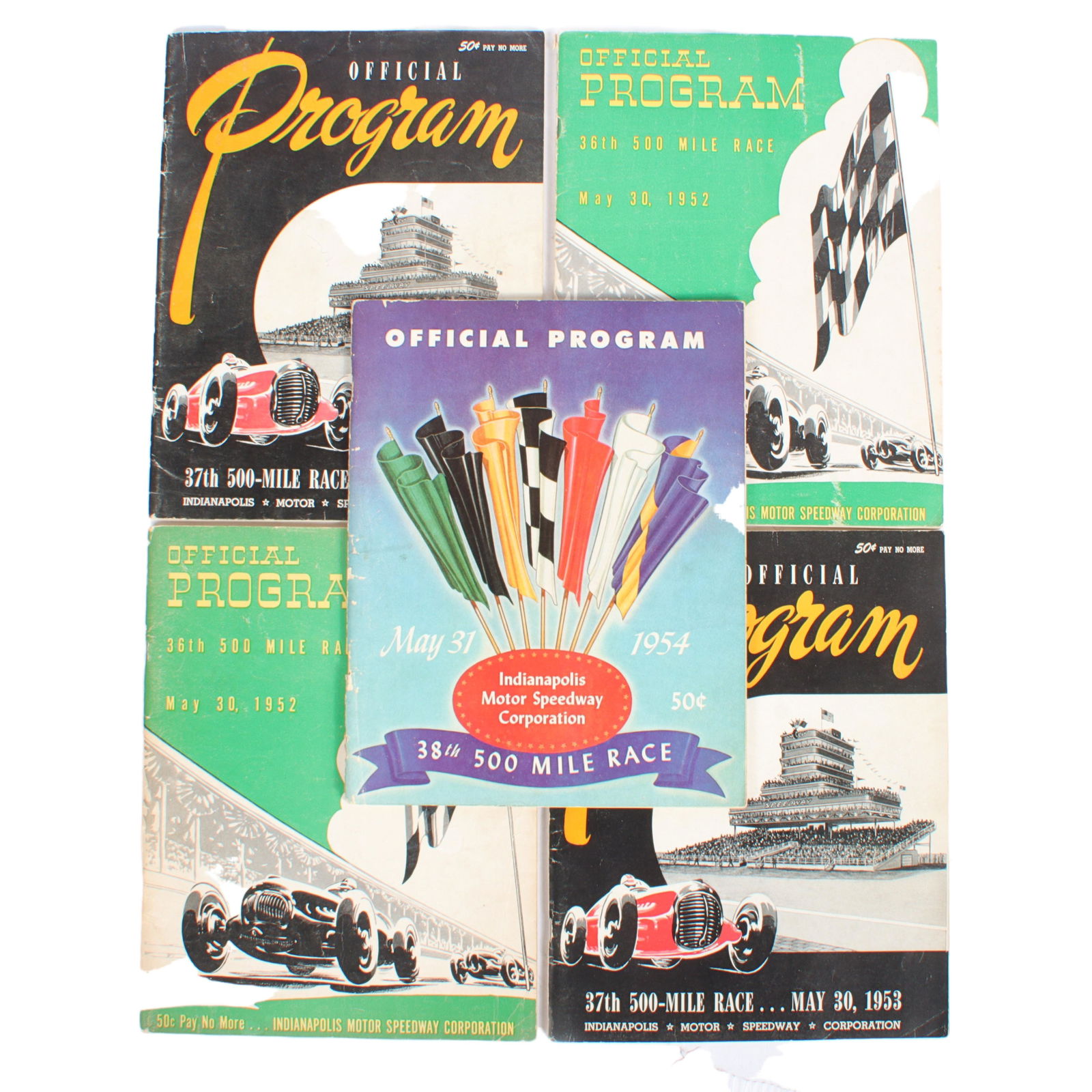 Lot of 5 - 1950's Indianapolis 500 Programs 11"H x 8 1/2"W (one) (1 of 4)