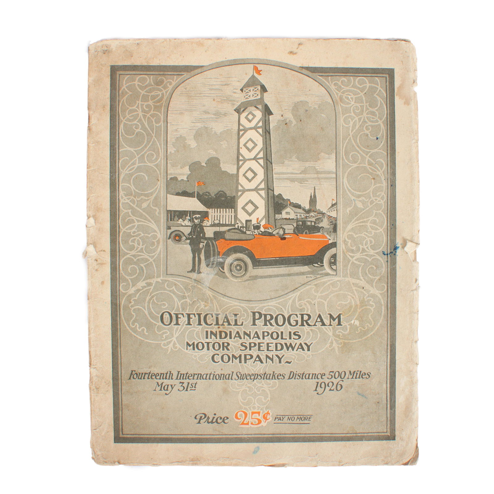1926 Indianapolis 500 Race Program 11"H x 8 1/2"W (1 of 3)