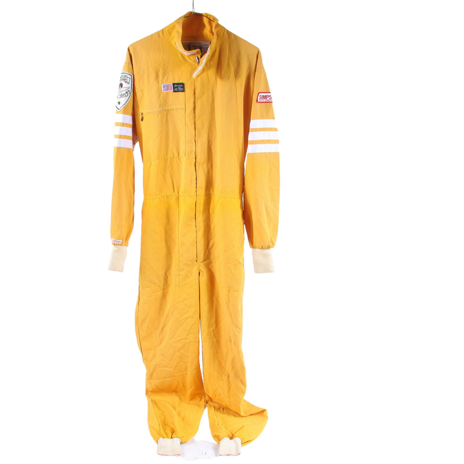 Indianapolis Motor Speedway Fire Dept Crew Simpson Overalls 25" armpit-to-armpit, 66"L: Indianapolis Motor Speedway Fire Dept Crew Simpson Overalls Indianapolis Motor Speedway Fire Dept Crew Simpson Overalls. The manufacturer is Kidde Safety Size medium. 25" armpit-to-armpit, 66"L