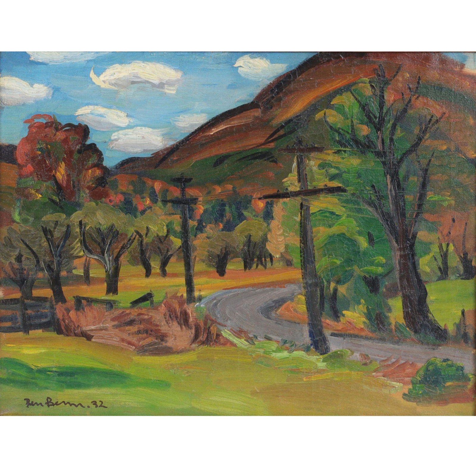 Ben Benn, New York, Connecticut / Russian Federation (1884 - 1983), Autumn, 1932, oil on canvas, 19: Ben Benn New York, Connecticut / Russian Federation (1884 - 1983) Autumn, 1932 oil on canvas Signed and dated in lower left corner - Ben Benn 32 Signed, titled, and dated on verso stretcher - Autumn B