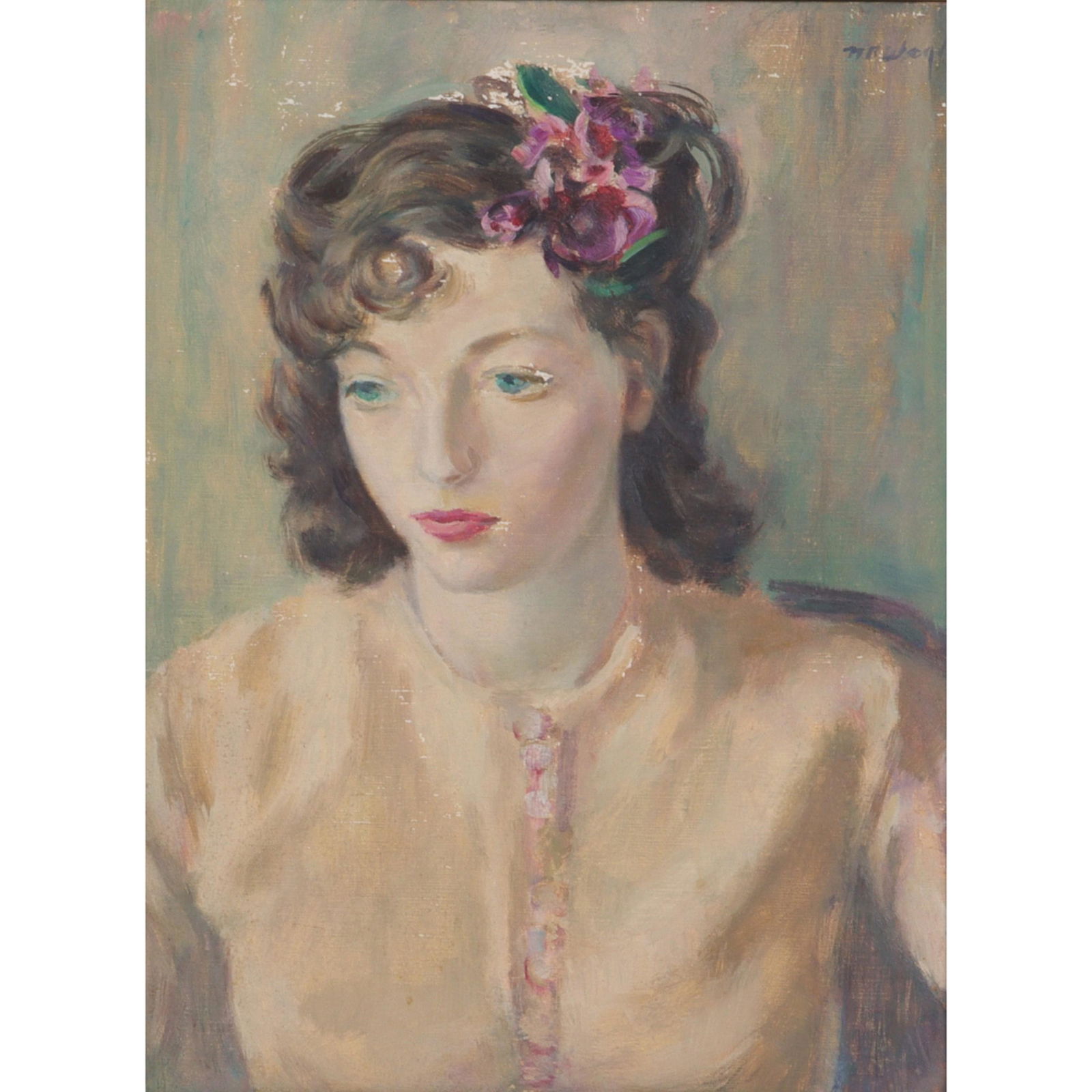 Norman B. Wright, Illinois (20th century), Portrait of a Young Girl, oil on canvas., 19 1/2"H x 14 (1 of 17)