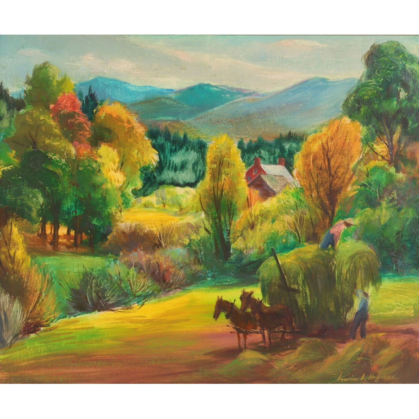 Irwin D. Hoffman, New York, Massachusetts (1901 - 1989), untitled autumn landscape, oil on canvas.,: Irwin D. Hoffman New York, Massachusetts (1901 - 1989) untitled autumn landscape oil on canvas. signed lower right. Biography from the archives of askART: Irwin D. Hoffman, painter, etcher, sculptor a