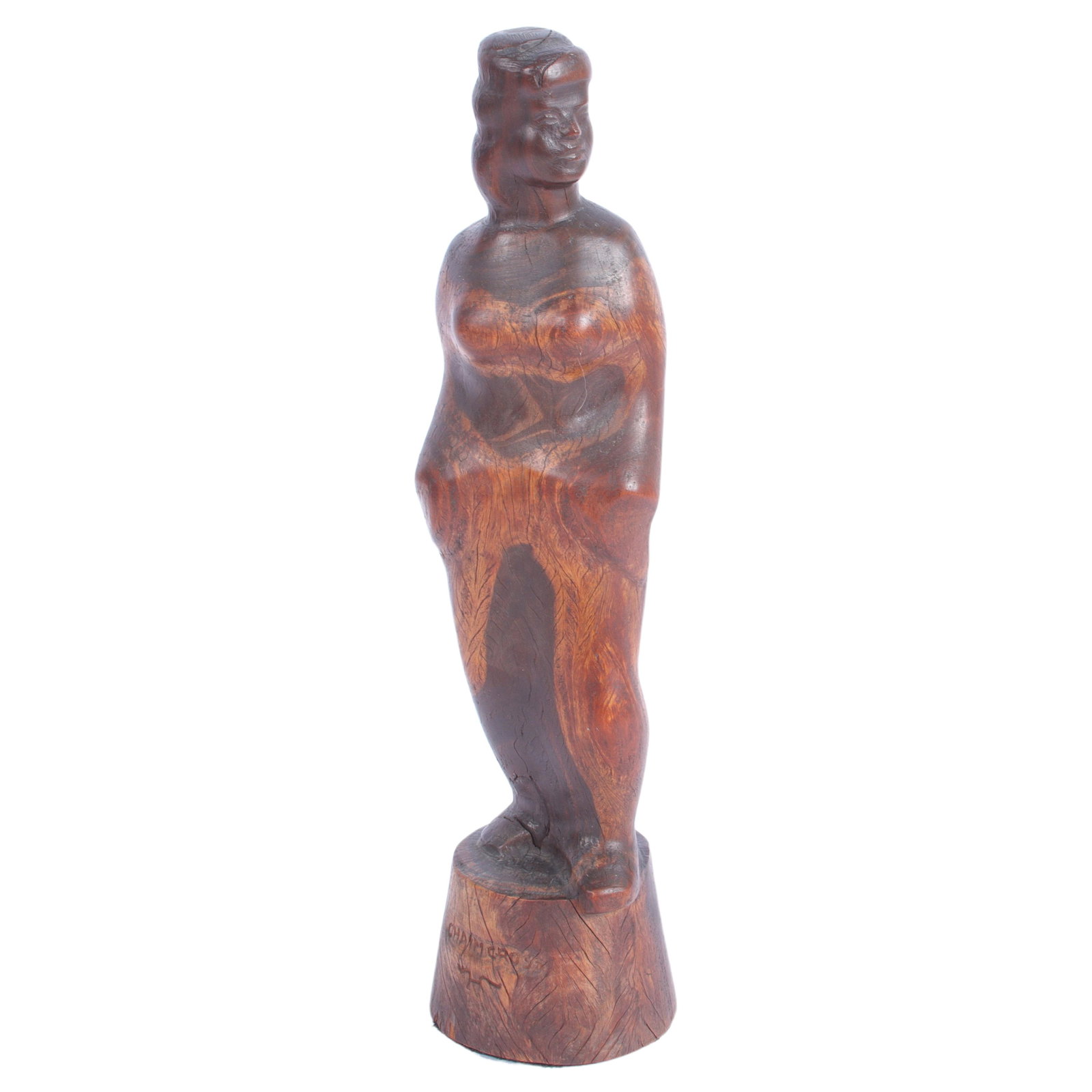 Chaim Gross, New York, Massachusetts / Austria, Poland (1904 - 1991), Draped Woman, 1935, carved: Chaim Gross New York, Massachusetts / Austria, Poland (1904 - 1991) Draped Woman, 1935 carved wood sculpture signed to front of base. Biography from the Archives of askART: A sculptor originally from 