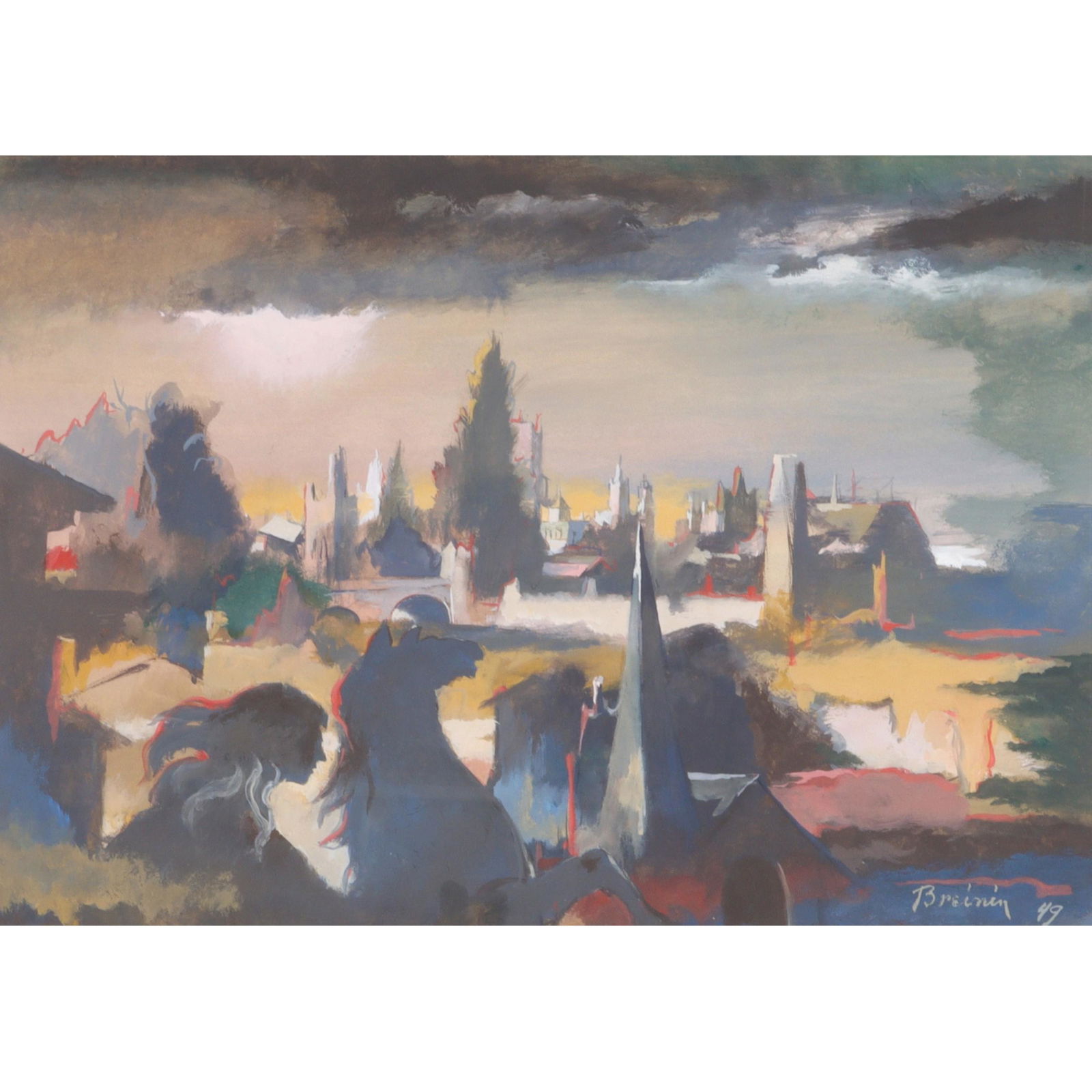Raymond Breinin, Illinois / Russian Federation (1910 - 2000), Sunlit Scene, 1949, Gouche on paper, (1 of 9)
