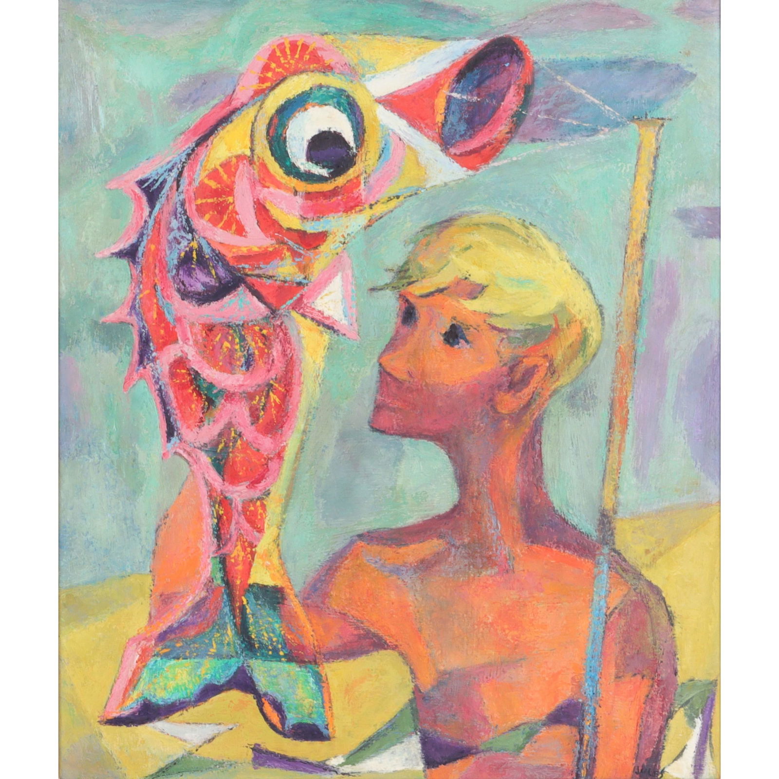 Mervin Jules, Massachusetts, New York, Maryland. (1912 - 1994), Boy and Kite, oil on masonite board, (1 of 9)