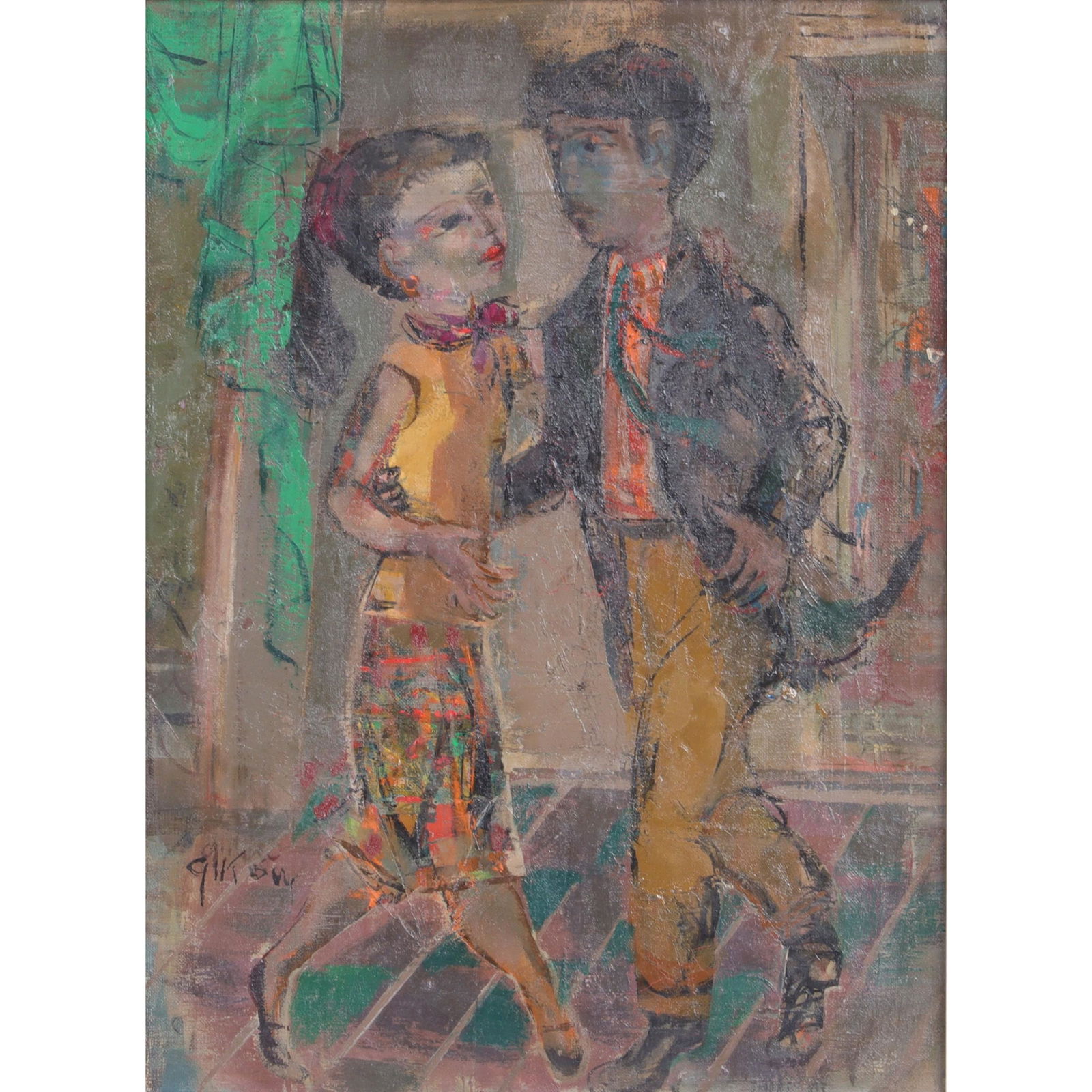 Ruth Gikow, New York / Ukraine, Russian Federation (1915 - 1982), untitled dancing couple, oil on (1 of 8)