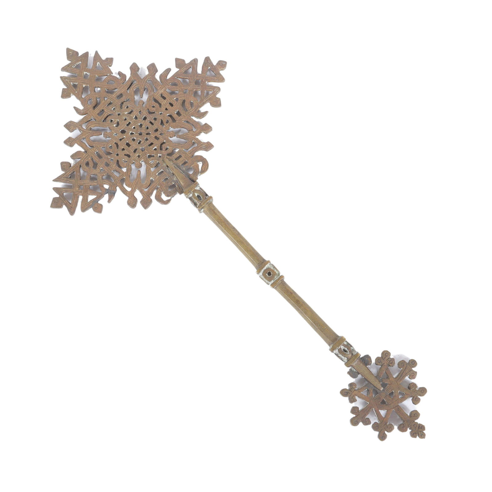 Greek Orthodox bronze hand-held Processional Cross. 12 3/4"H x 5 5/8"W (1 of 3)