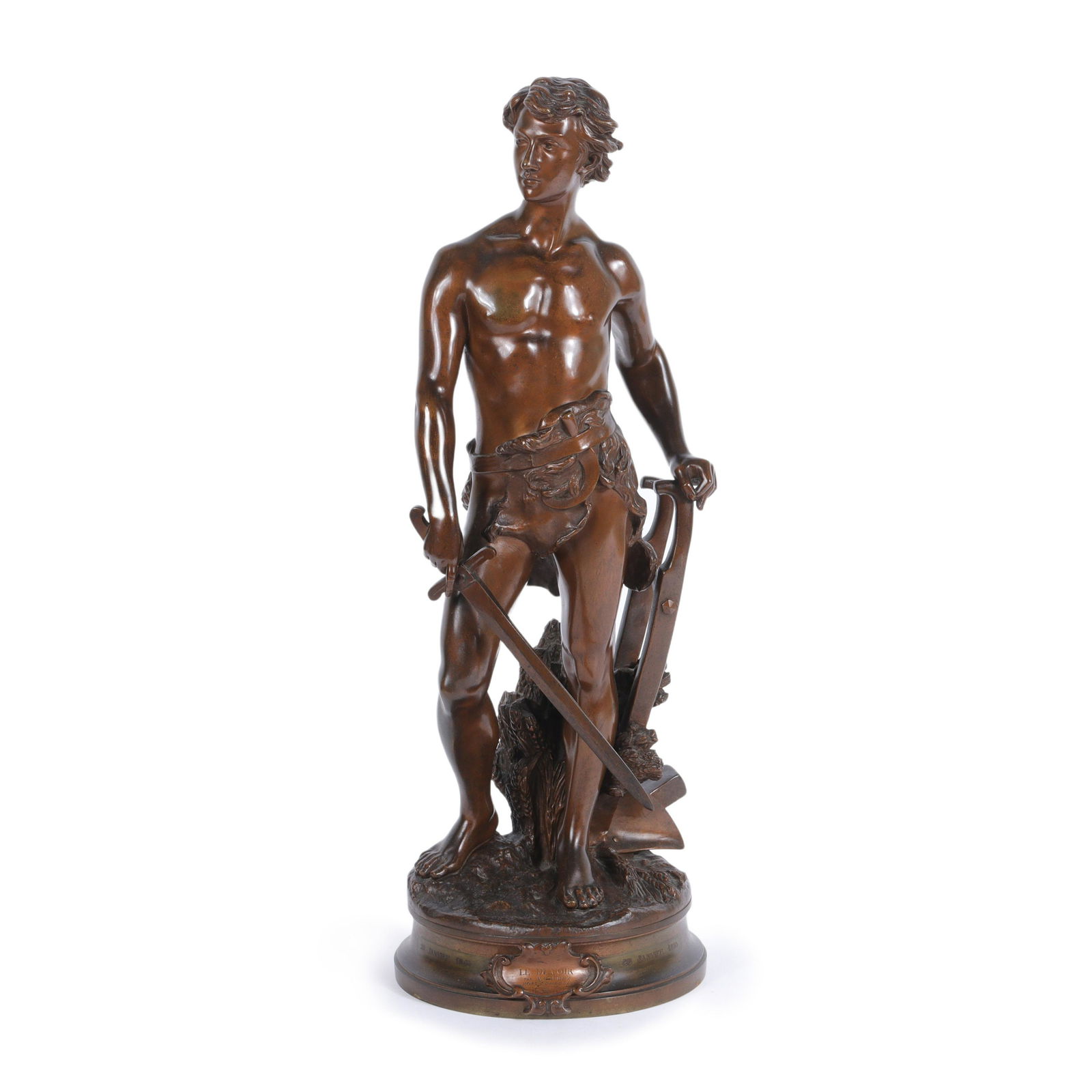 Adrien Etienne Gaudez, French (1845-1902), Le DeVoir, 1895, Art Nouveau bronze sculpture of a man (1 of 7)