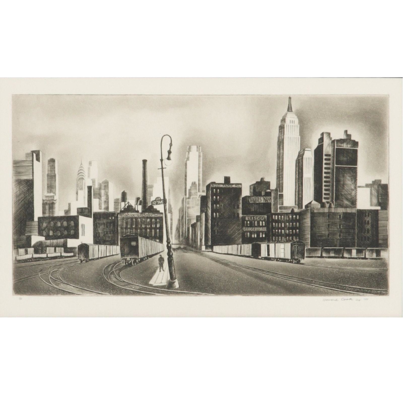 Howard Cook, American (1901-1980), West Side, New York City, 12th Avenue, 1931, engraving and (1 of 7)