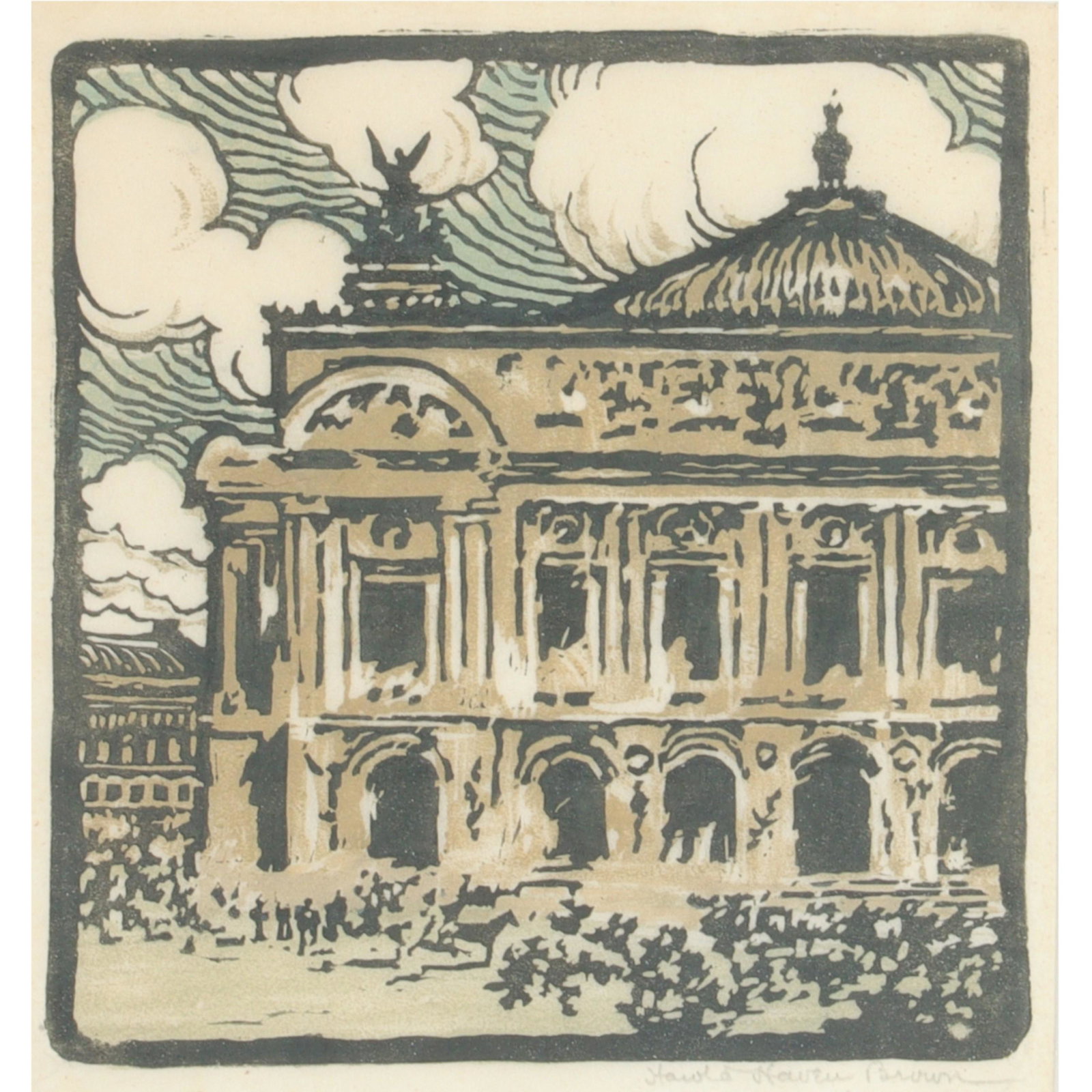 Harold Haven Brown, American (1869-1932), Palais Garnier, Paris Opera House, woodblock print, 7 (1 of 6)