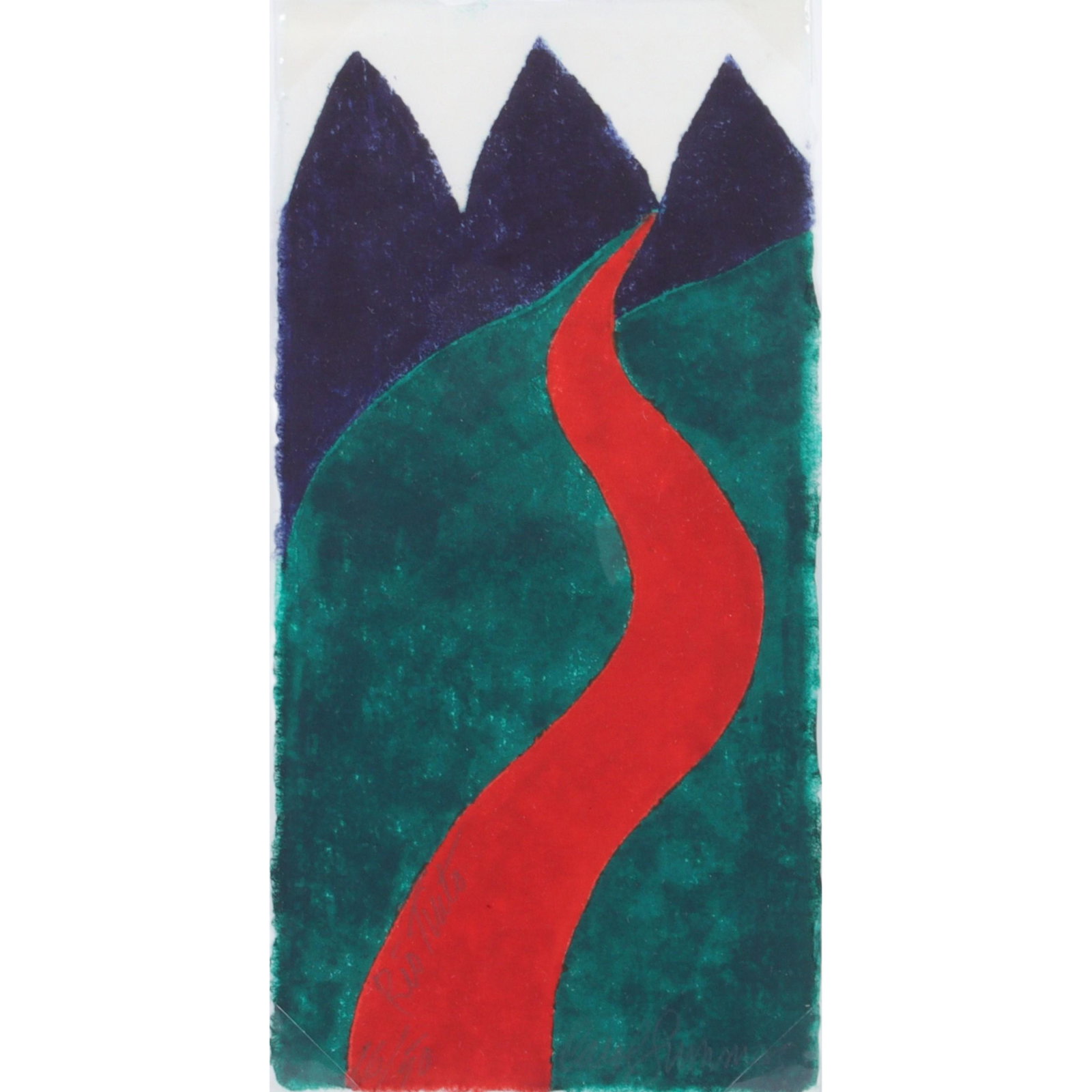 Carol Summers, New York / California (1925-2016), Rio Tinto, woodcut in colors, 13"H x 6 1/2"W (1 of 6)