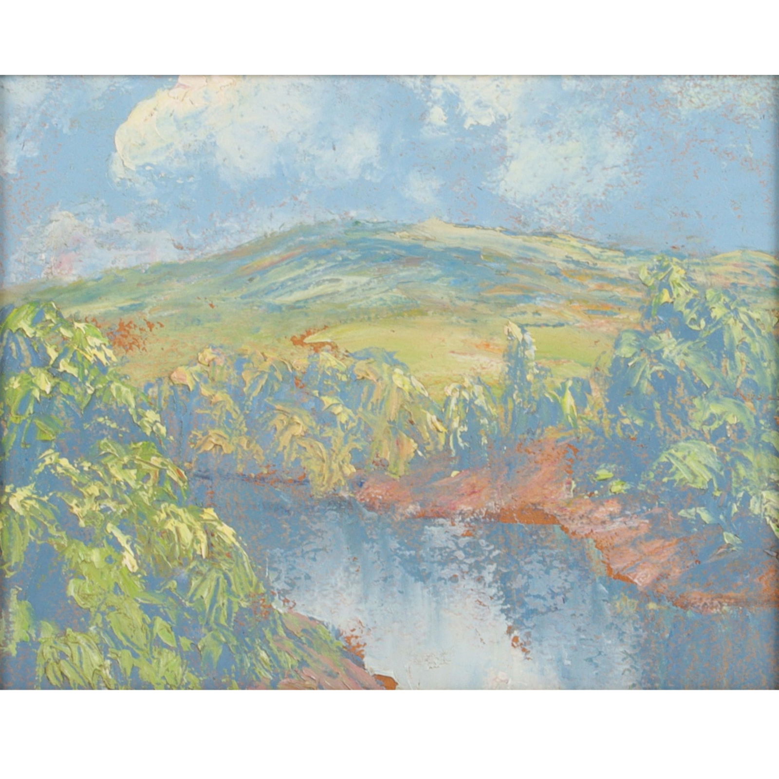 John Wesley Hardrick (attr.), Indiana (1891 - 1968), Autumn Landscape, Brown County Hills, oil on: John Wesley Hardrick (attr.) Indiana (1891 - 1968) Autumn Landscape, Brown County Hills oil on board unsigned, in original frame. Highly important African-American painter from Indianapolis. Hardrick